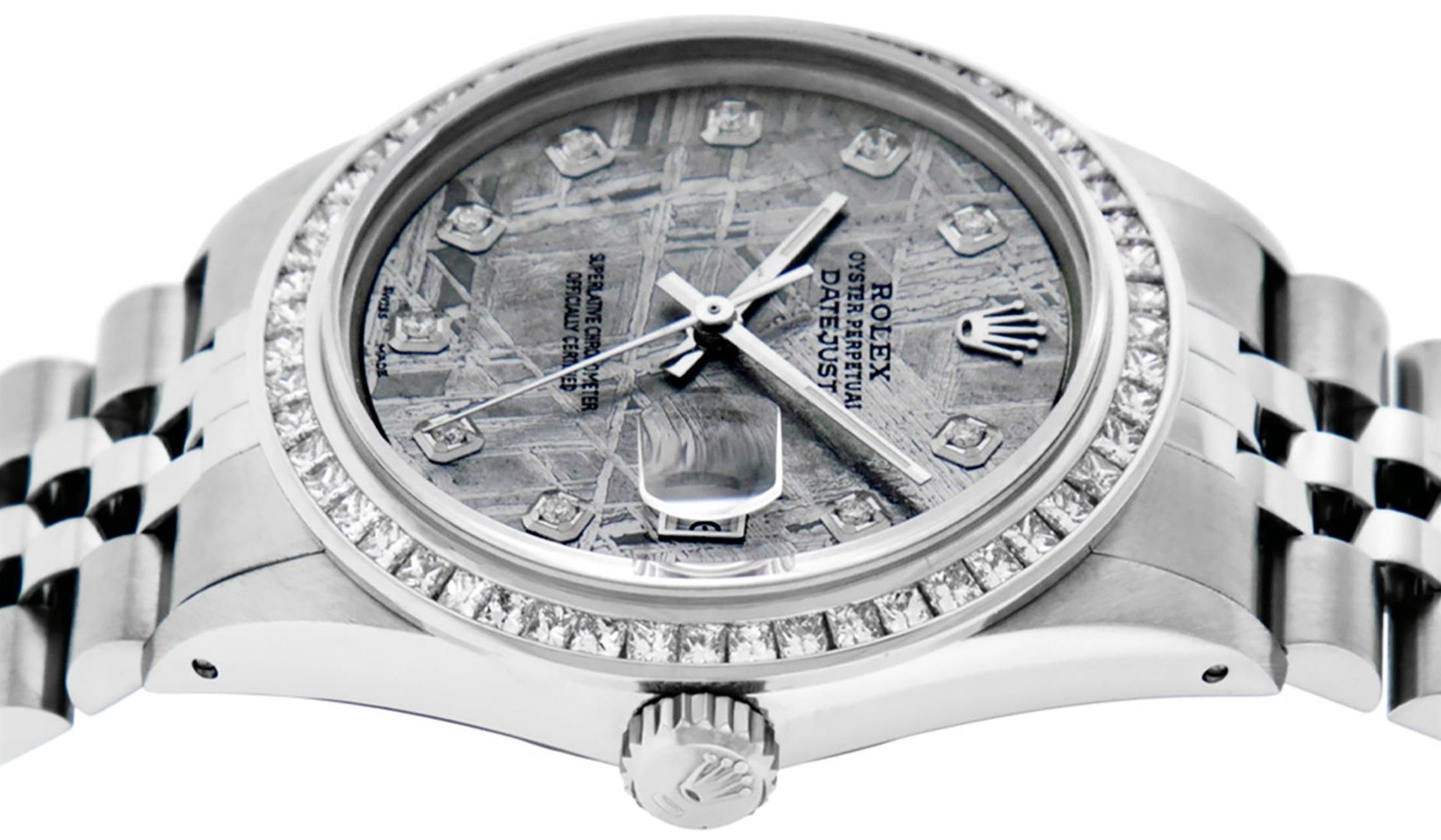 Rolex Mens SS Meteorite Diamond Princess Cut 36MM Datejust Wristwatch - Image 8 of 8