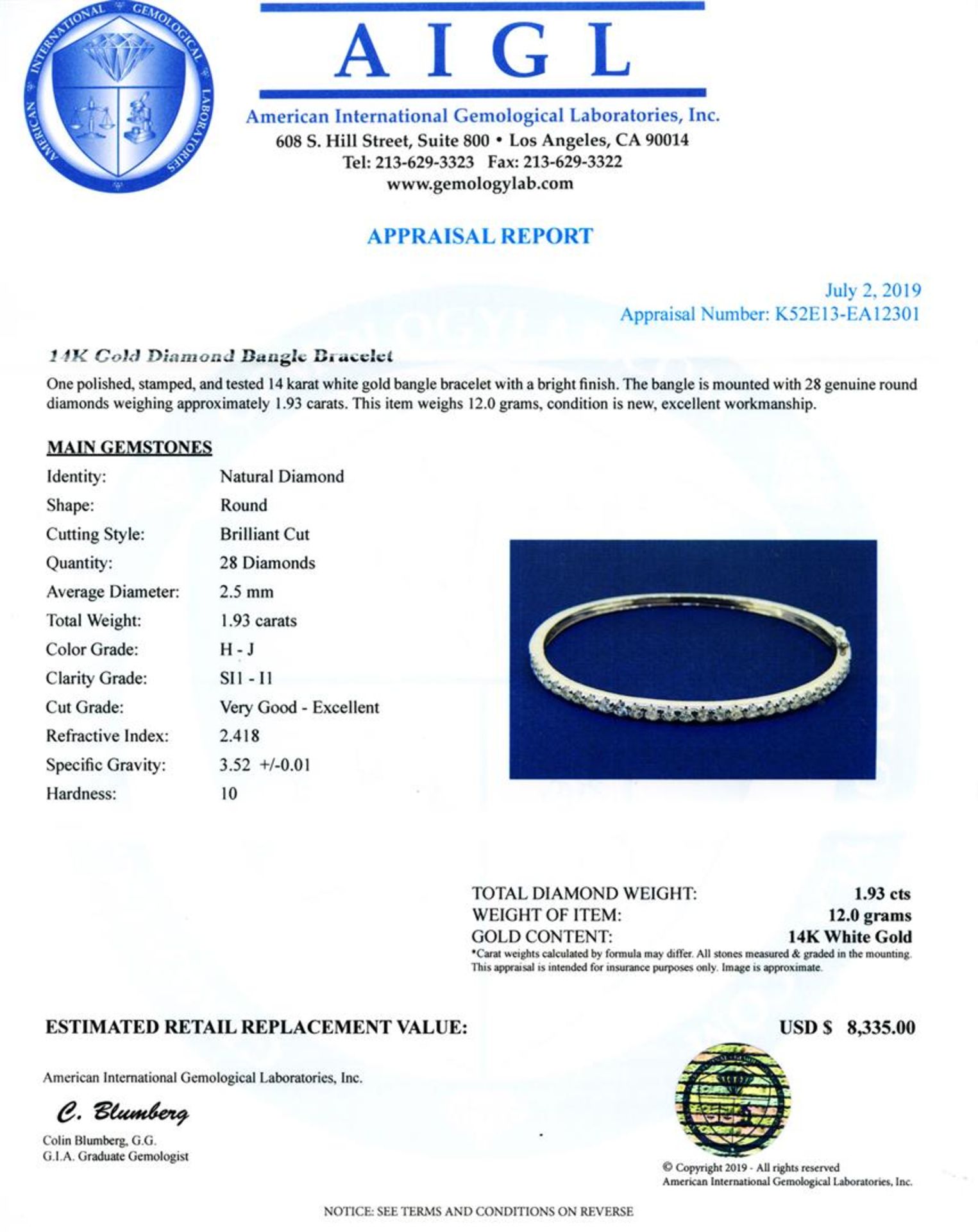 1.93ctw SI1 Diamond 14K White Gold Bracelet - Image 4 of 4
