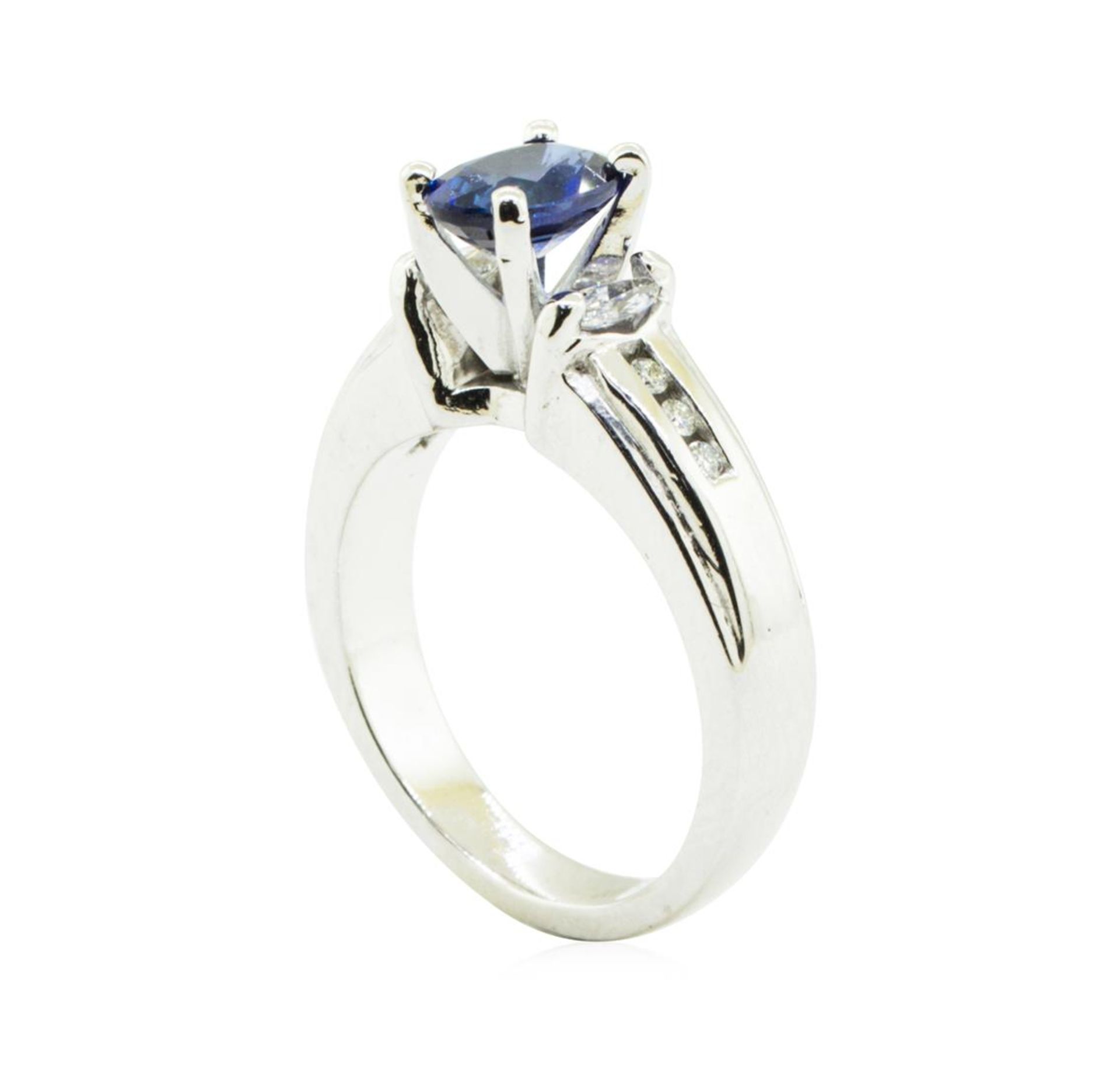 1.28 ctw Oval Brilliant Blue Sapphire And Diamond Ring - Platinum - Image 4 of 5