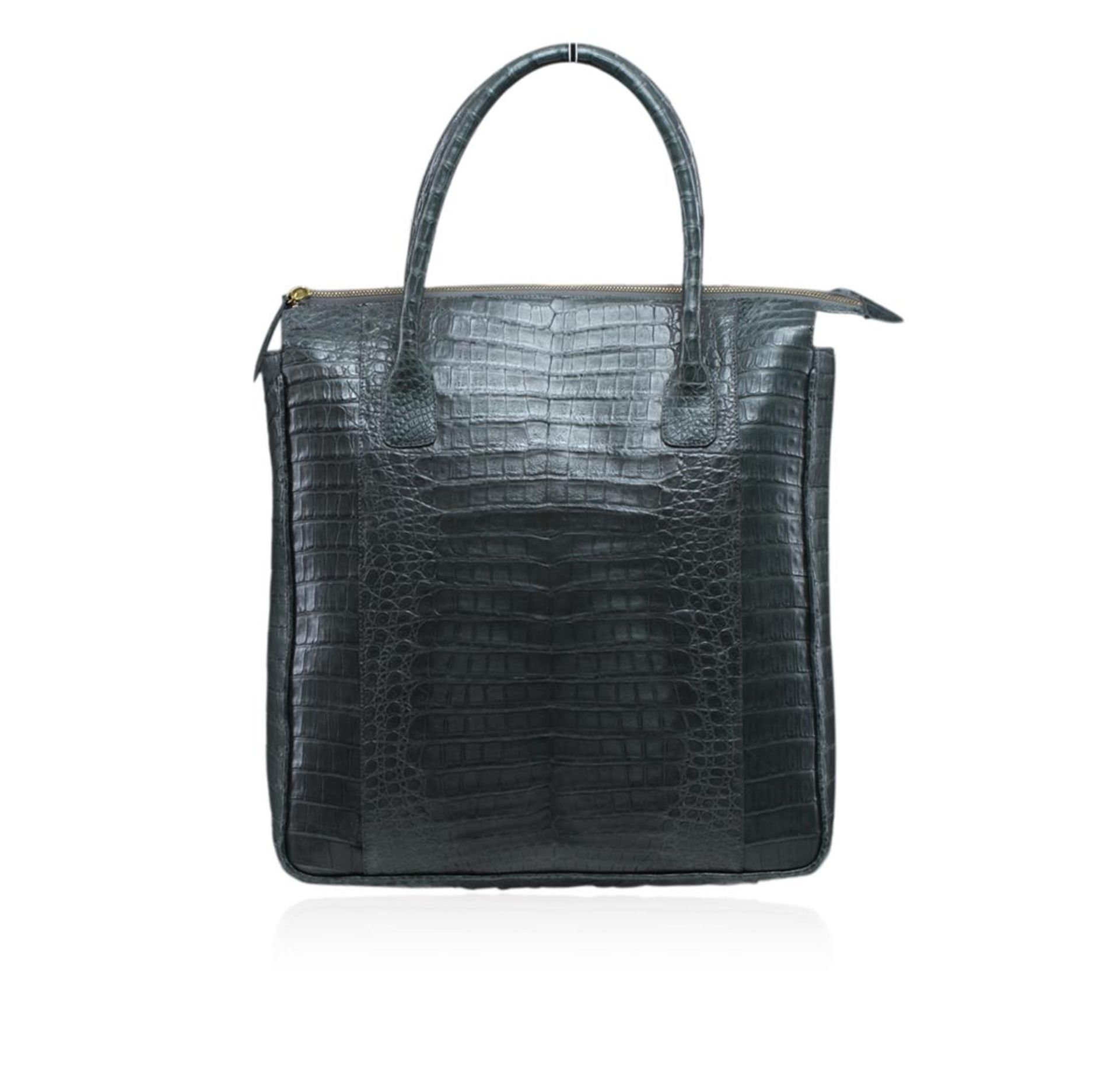 Nancy Gonzales Large Grey Crocodile Tote - Image 2 of 4