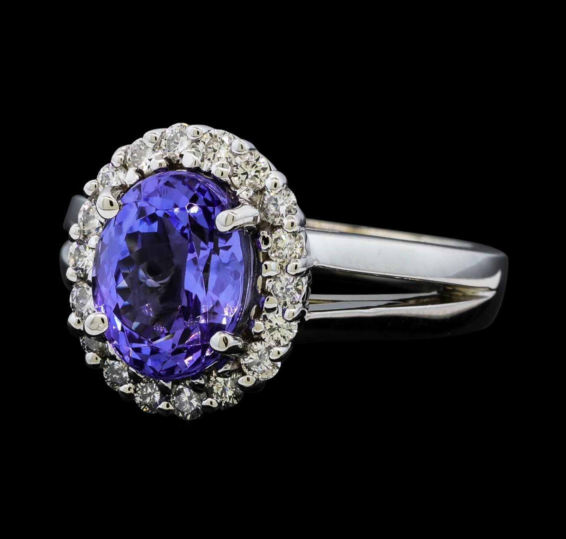 3.11 ctw Tanzanite and Diamond Ring - 14KT White Gold