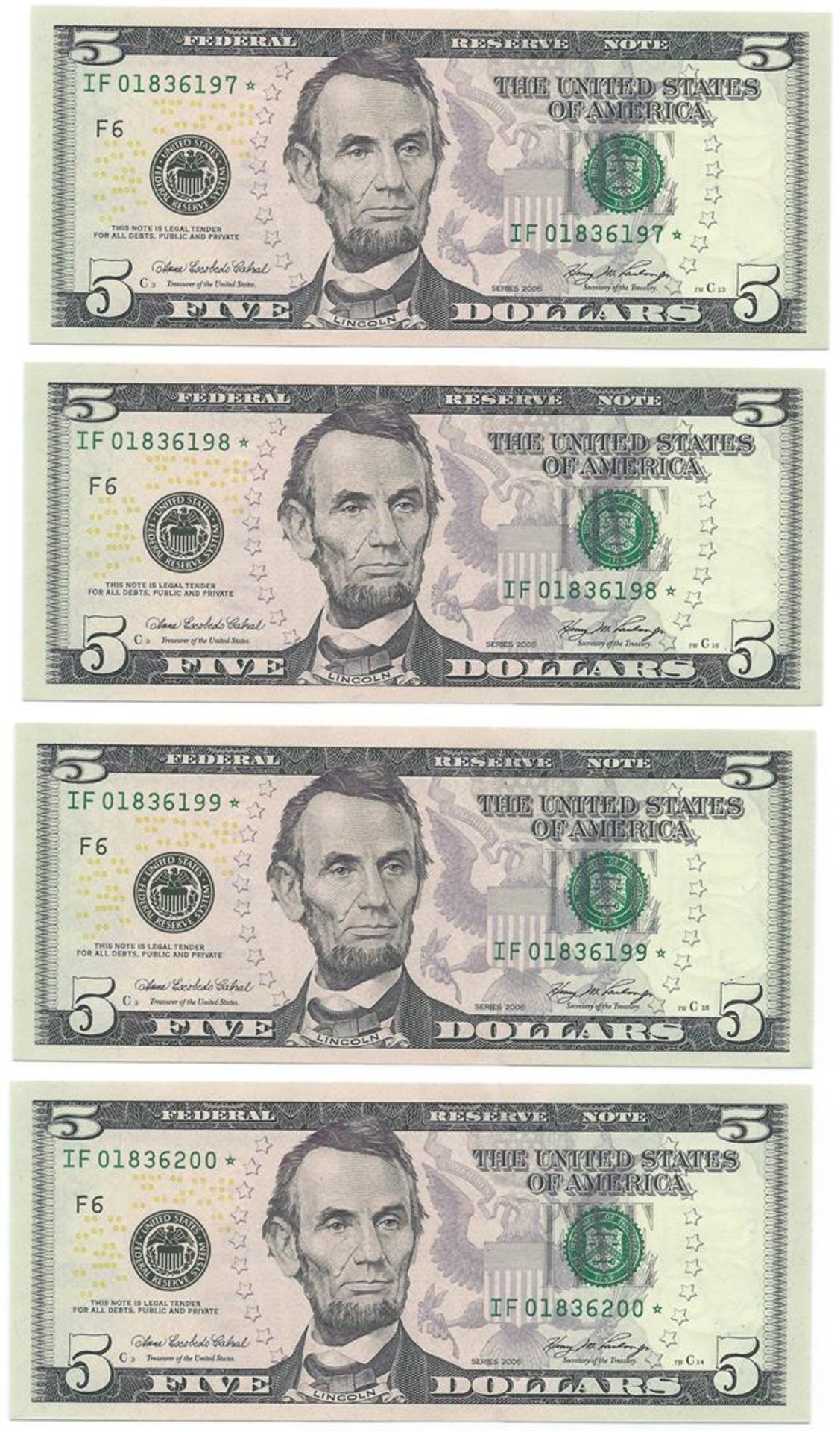 (10) Consecutive 2006 $5 FRN Star Notes CHCU - Image 3 of 6