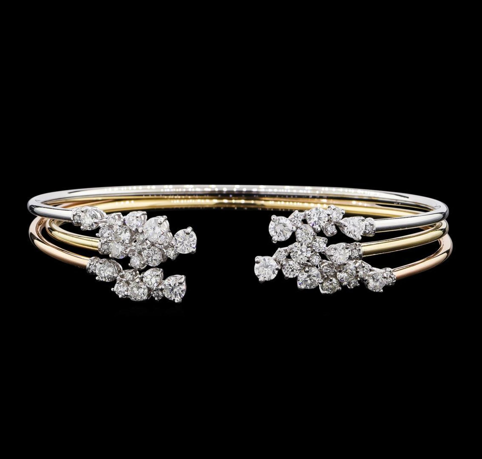 3.34 ctw Diamond Bangle Bracelets - 14KT Yellow, White, and Rose Gold