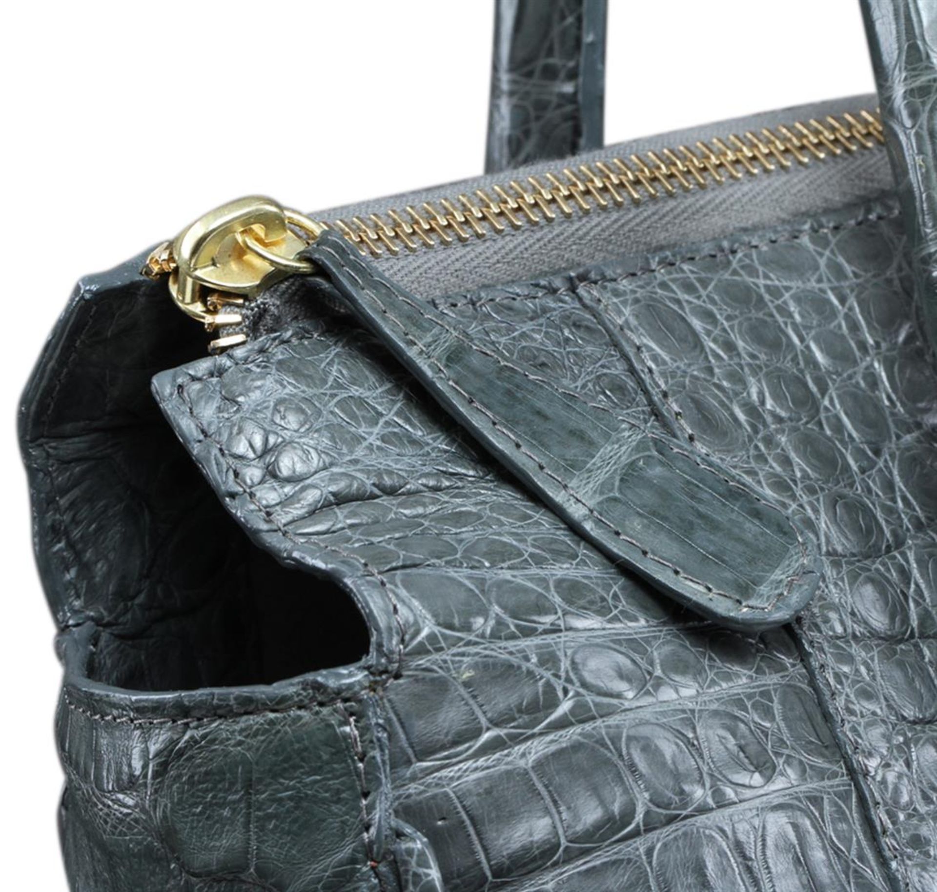 Nancy Gonzales Large Grey Crocodile Tote - Image 4 of 4