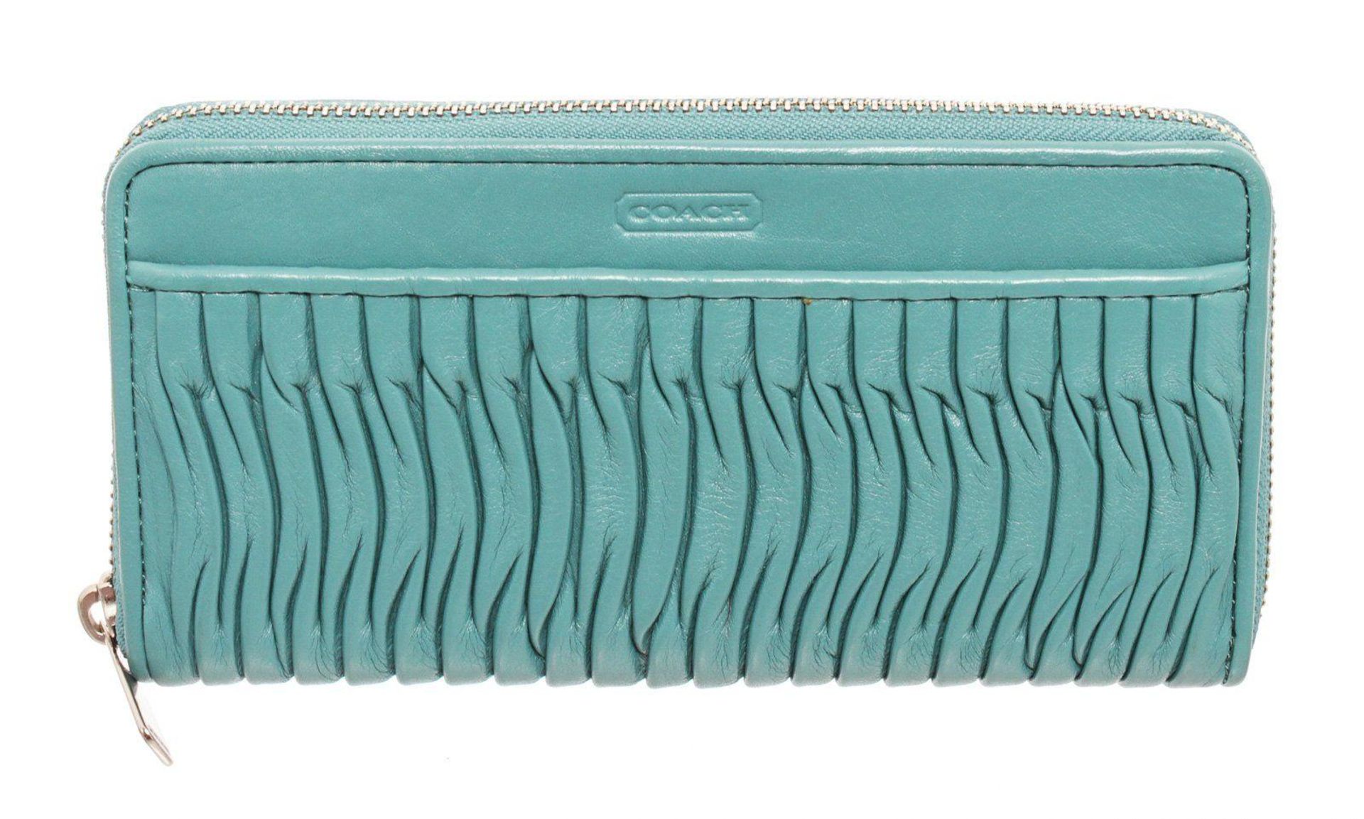 Coach Teal Gathered Leather Taylor Zippy Wallet