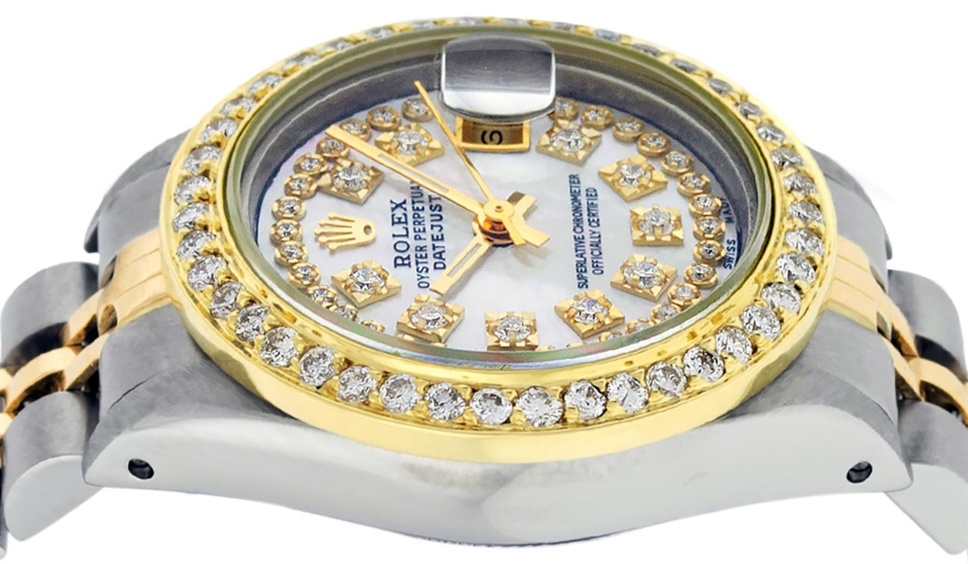 Rolex Ladies 2 Tone Mother Of Pearl String Diamond Datejust Wristwatch - Image 9 of 9