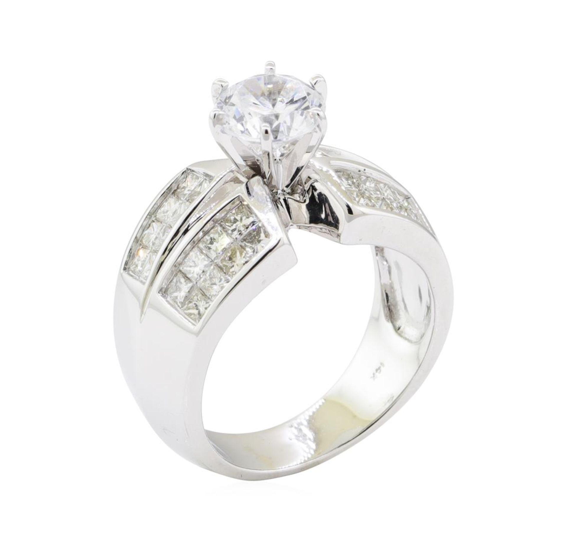 1.20 ctw Diamond Semi Mount Ring with CZ Center - 14KT White Gold - Image 4 of 4