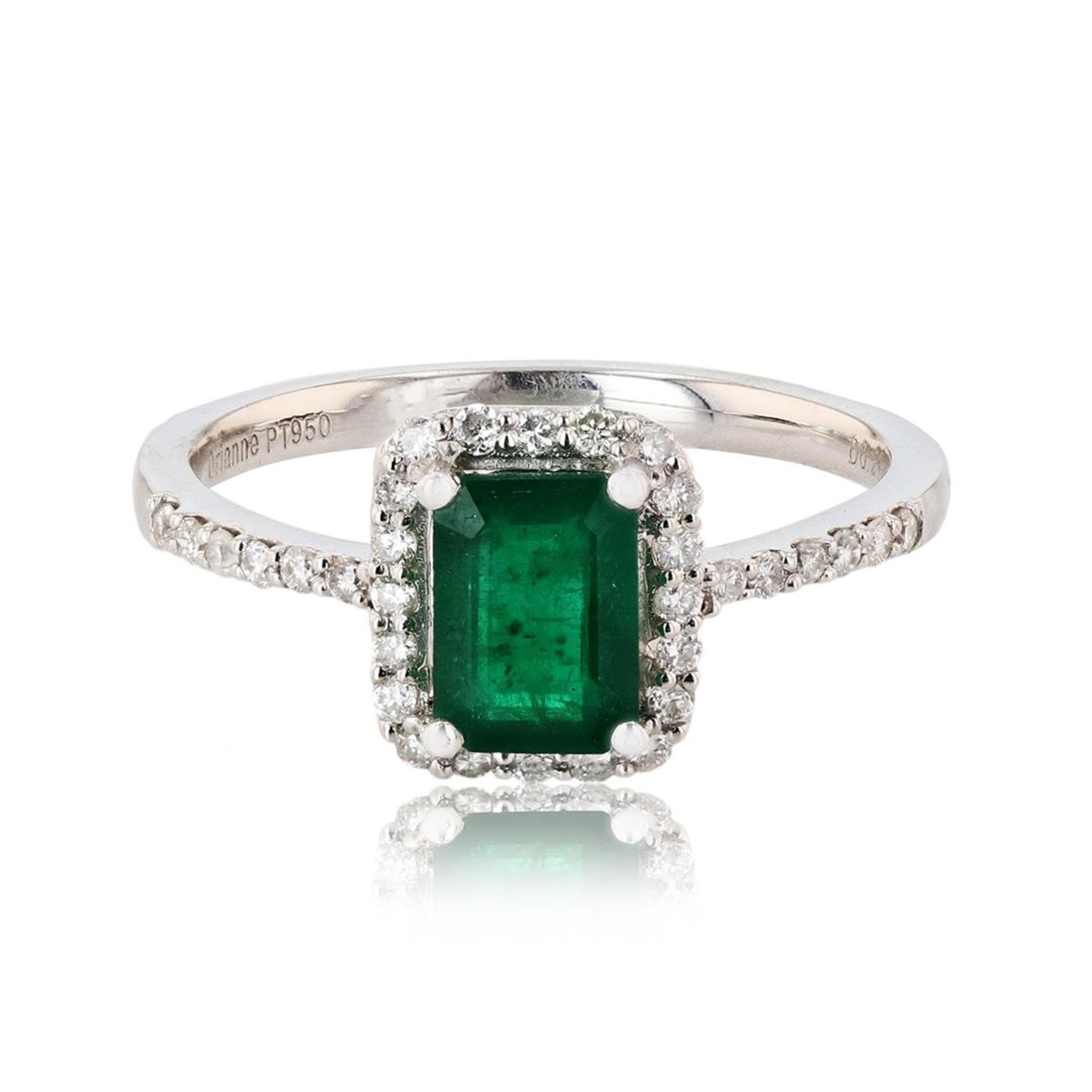 1.07ct Emerald and 0.26ctw Diamond Platinum Ring