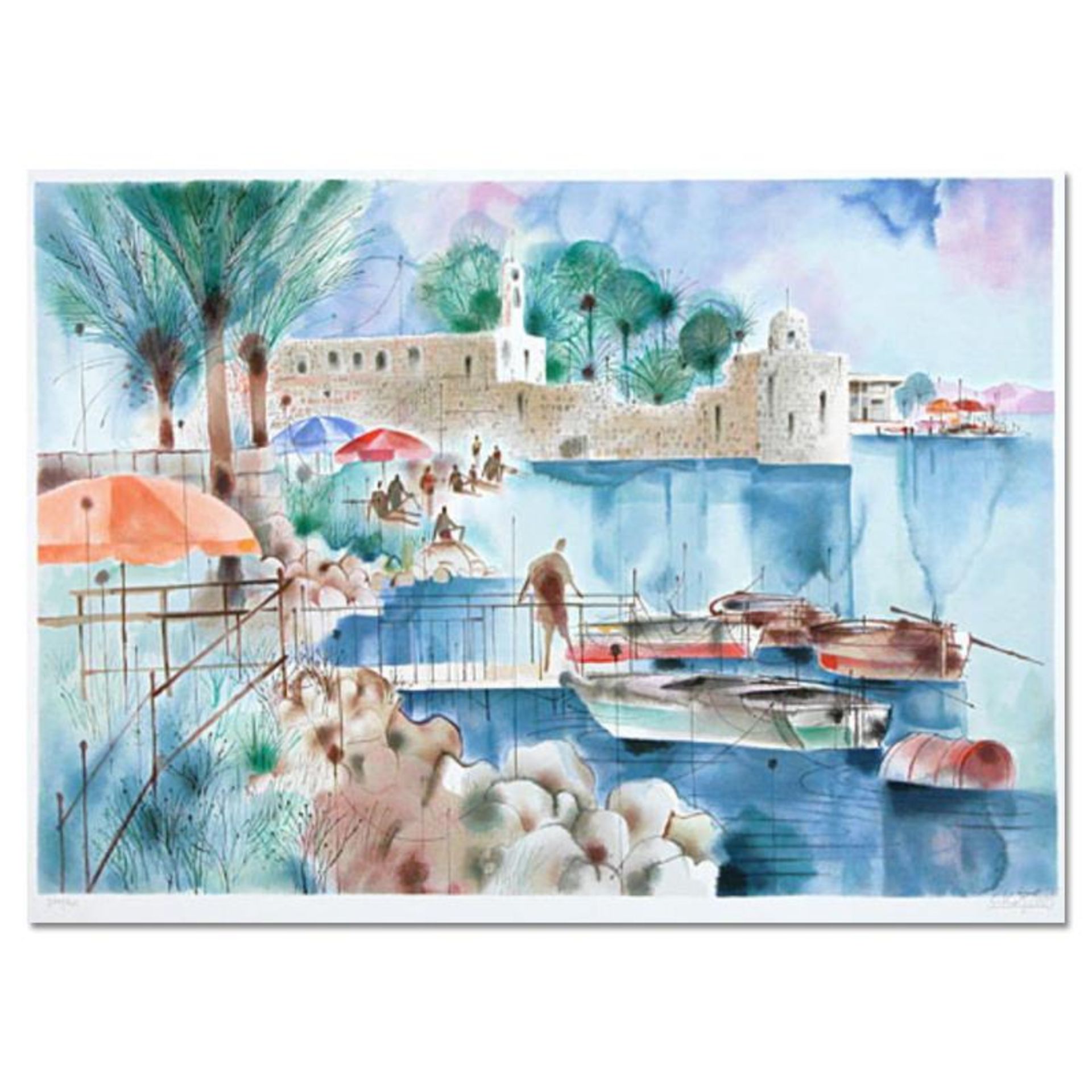 Shmuel Katz (1926-2010), "Ancient Fort" Hand Signed Limited Edition Serigraph wi
