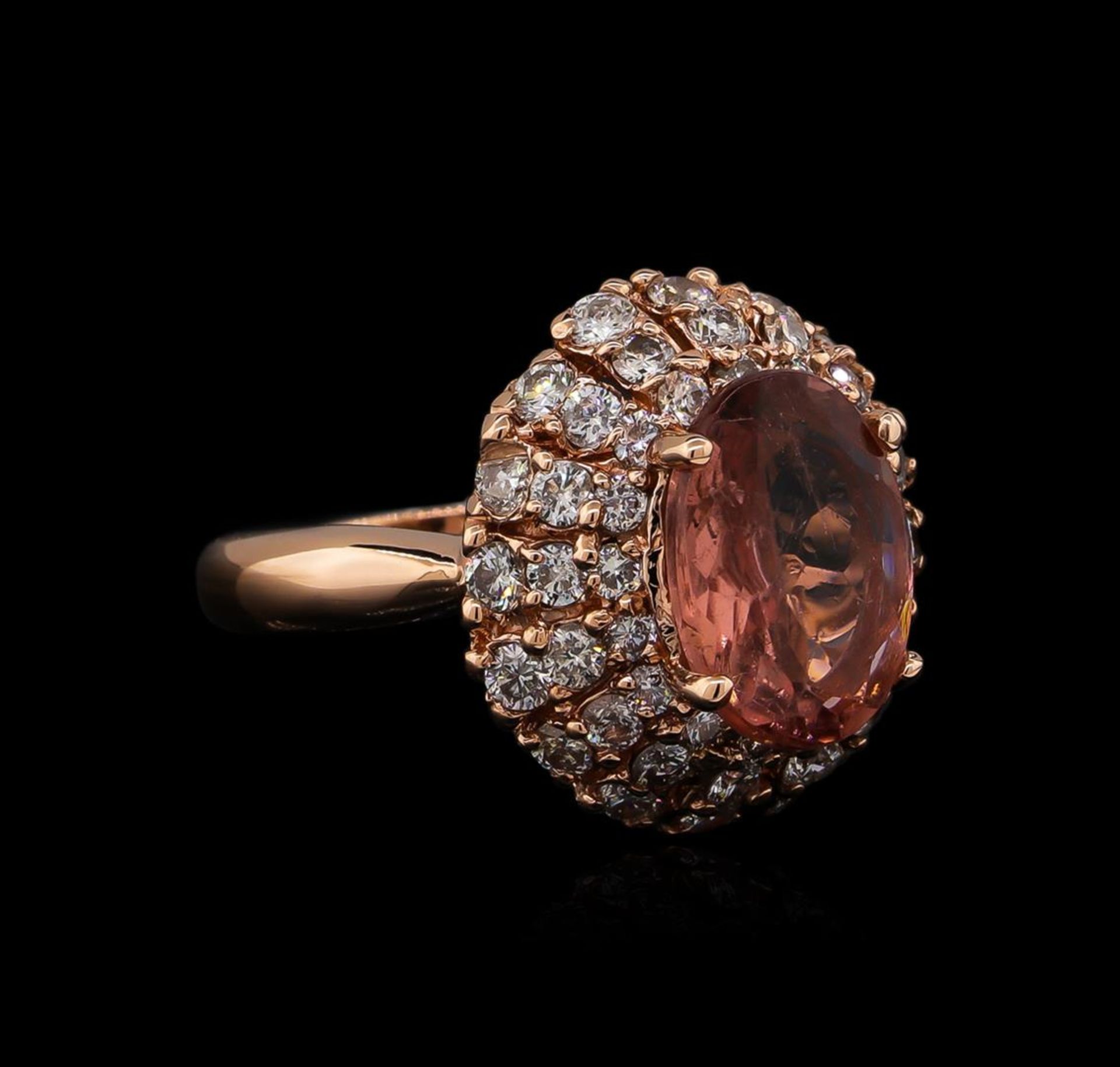 3.70 ct Tourmaline and Diamond Ring - 14KT Rose Gold