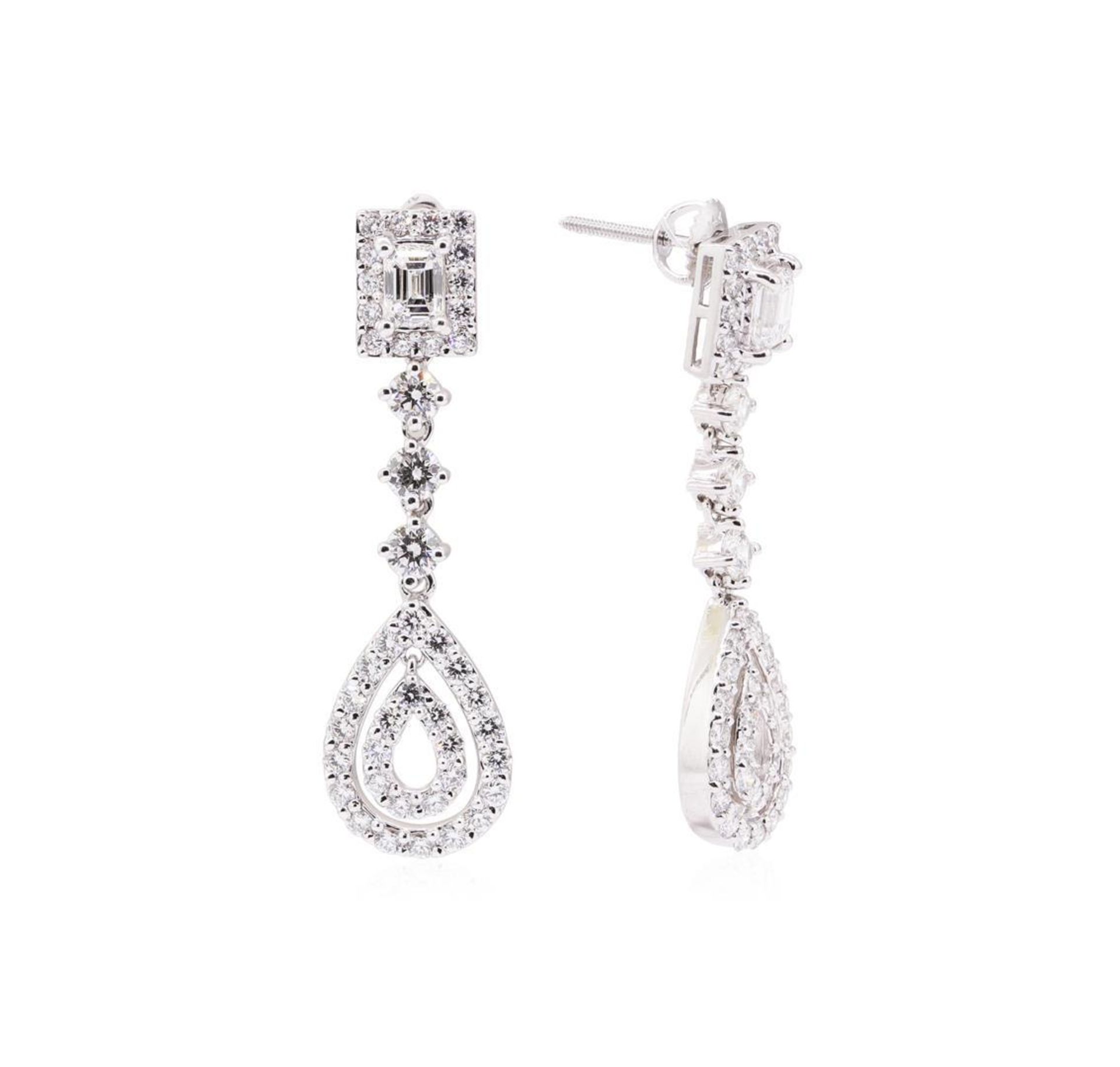 3.70 ctw Diamond Earrings - 14KT White Gold - Image 2 of 3