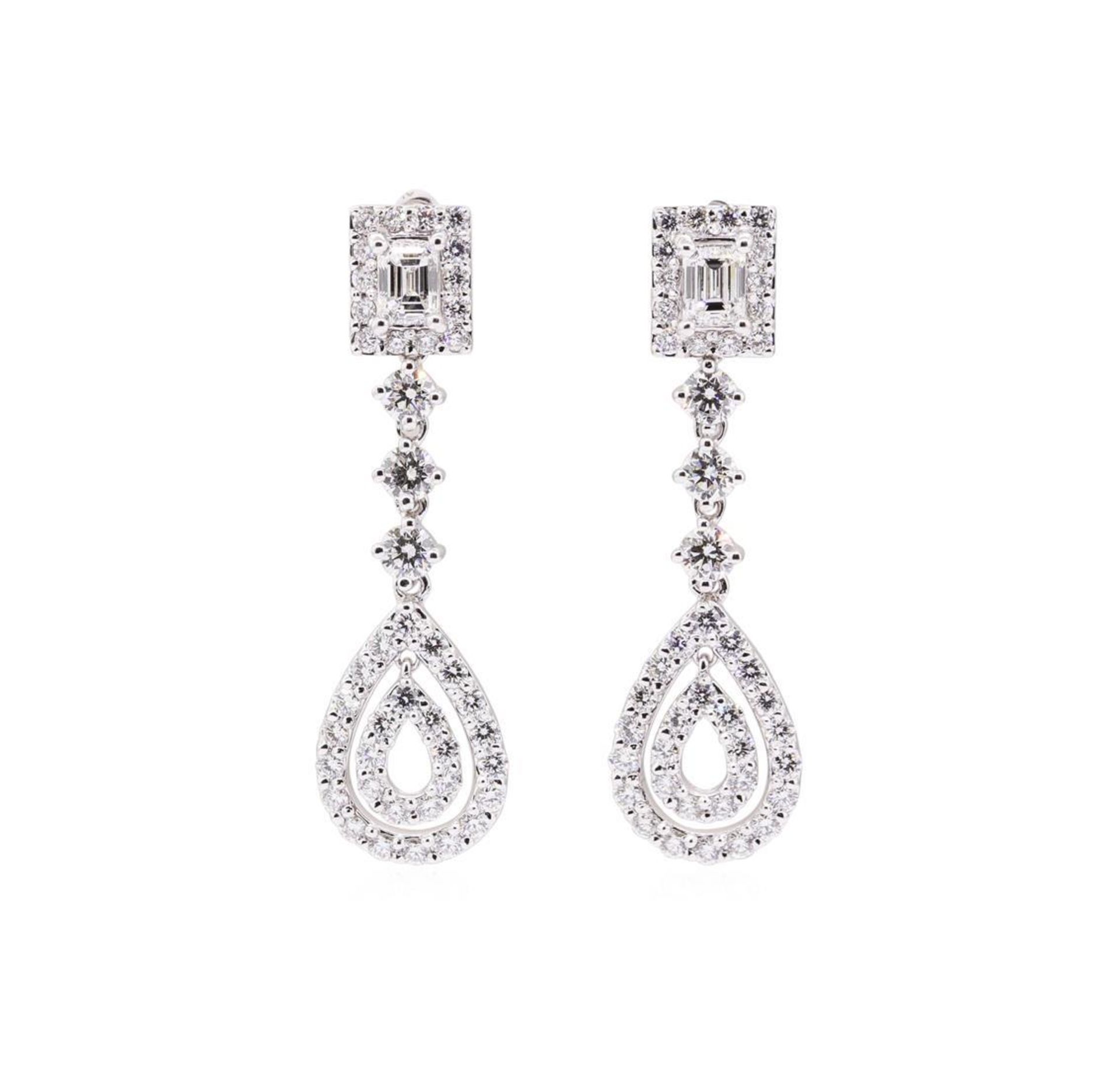 3.70 ctw Diamond Earrings - 14KT White Gold