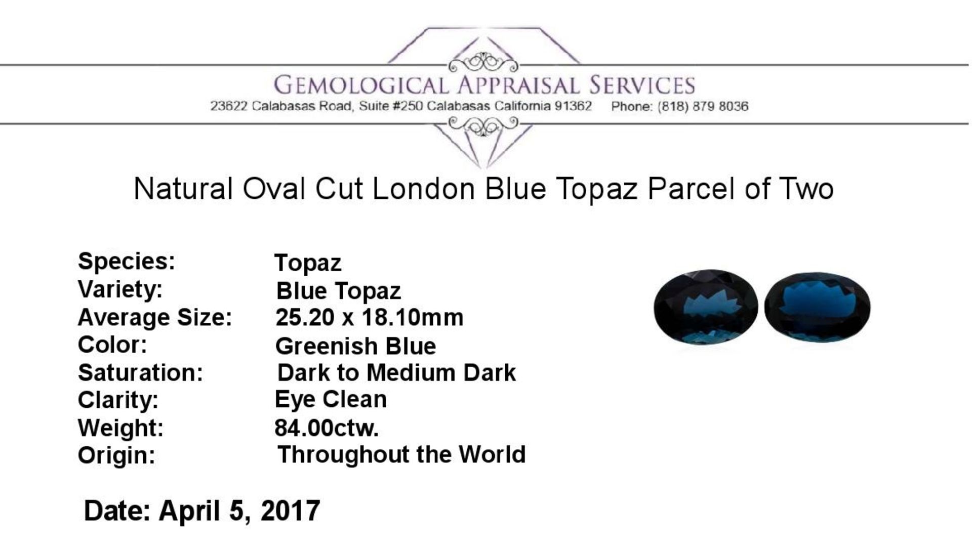 84.00 ctw. Natural Oval Cut London Blue Topaz Parcel of Two - Image 3 of 3