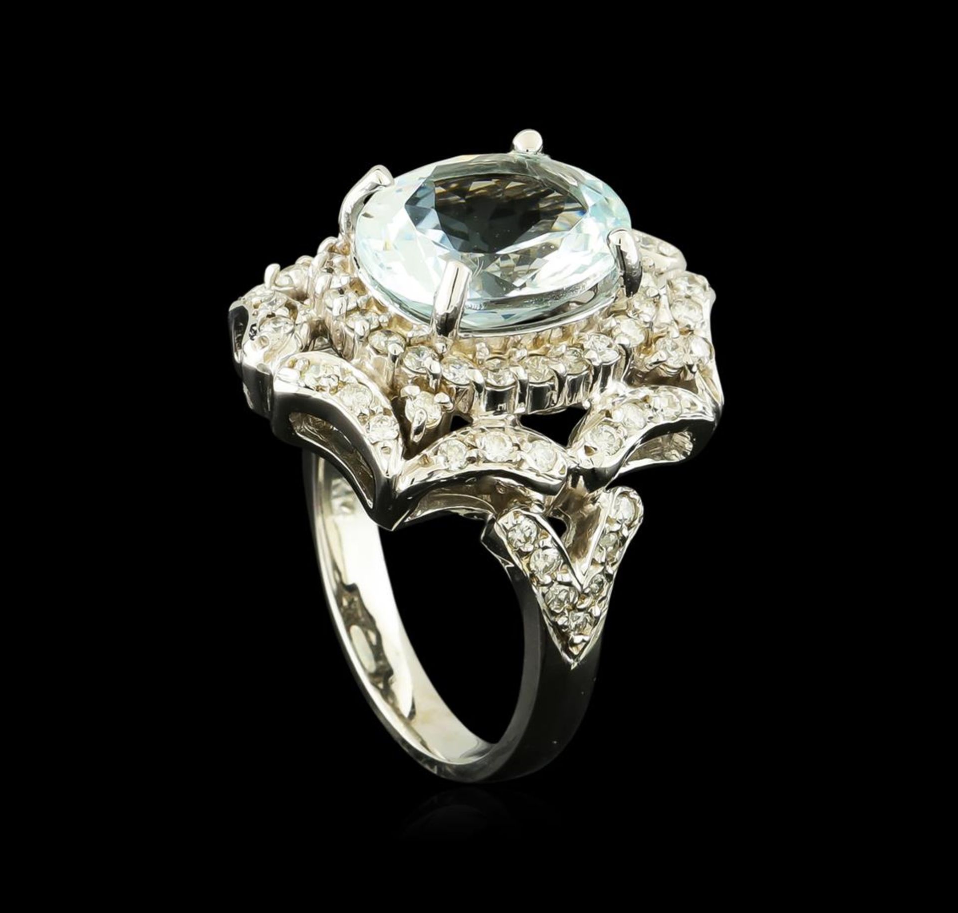 4.03 ctw Aquamarine and Diamond Ring - 14KT White Gold - Image 4 of 5