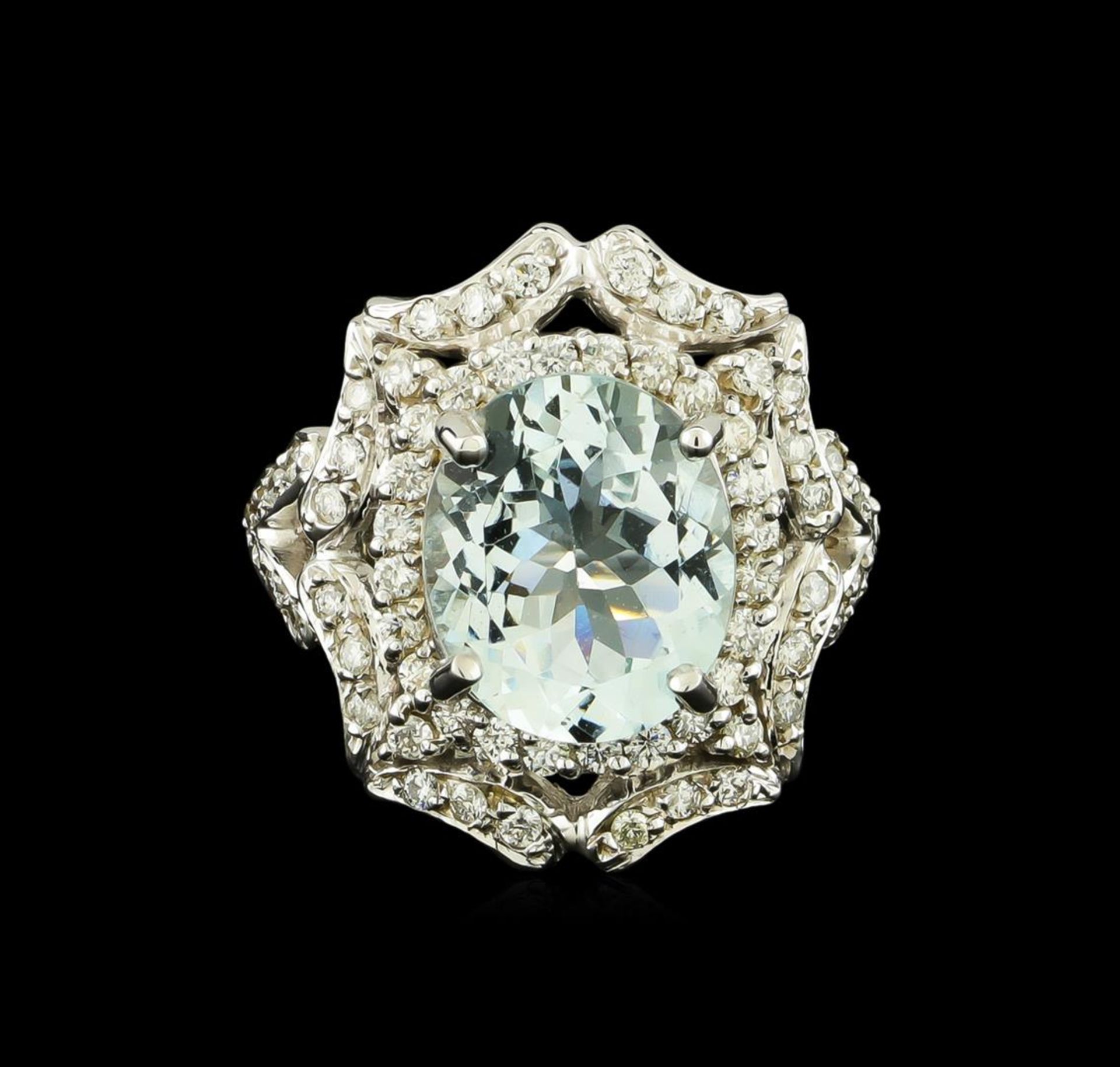 4.03 ctw Aquamarine and Diamond Ring - 14KT White Gold - Image 2 of 5