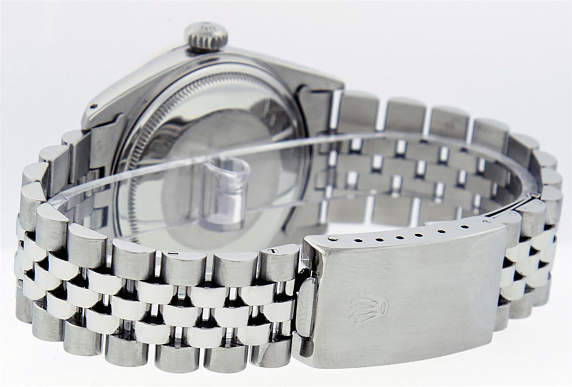 Rolex Mens Stainless Steel 36mm Green Vignette Diamond Datejust Wristwatch - Image 6 of 9