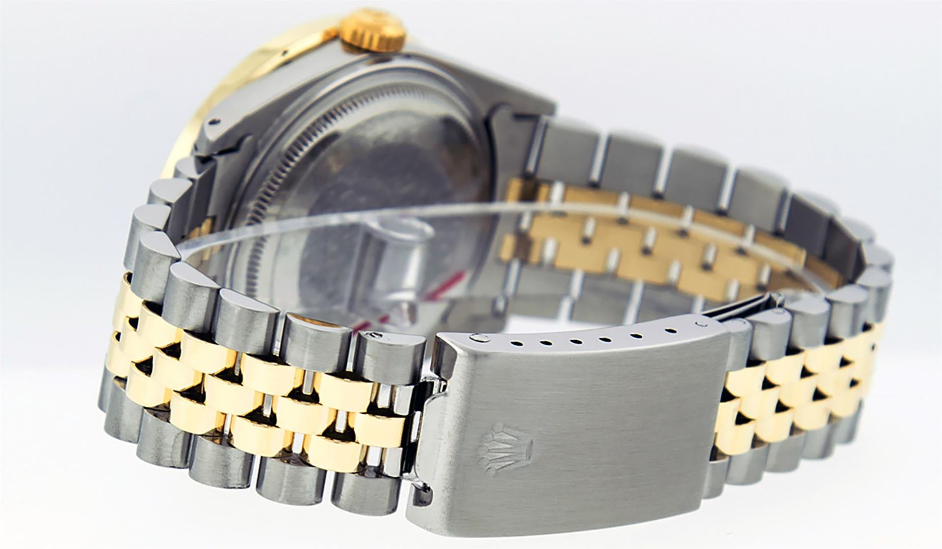 Rolex Mens 2 Tone Maroon VS 3ctw Channel Set Diamond Datejust Wristwatch - Image 9 of 9
