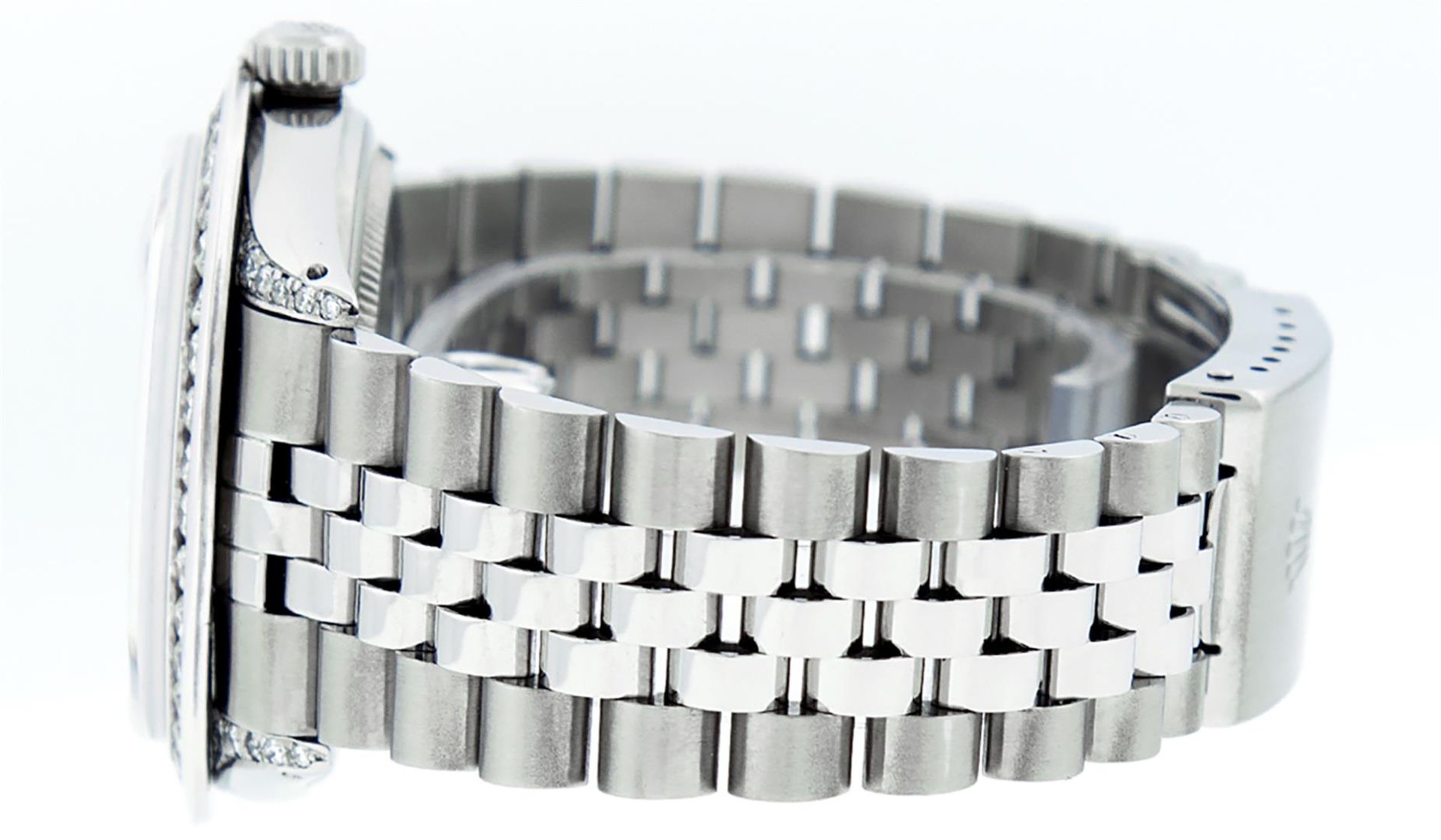 Rolex Mens Stainless Steel 3ctw Green Vignette Roman Diamond Datejust Wristwatch - Image 9 of 9
