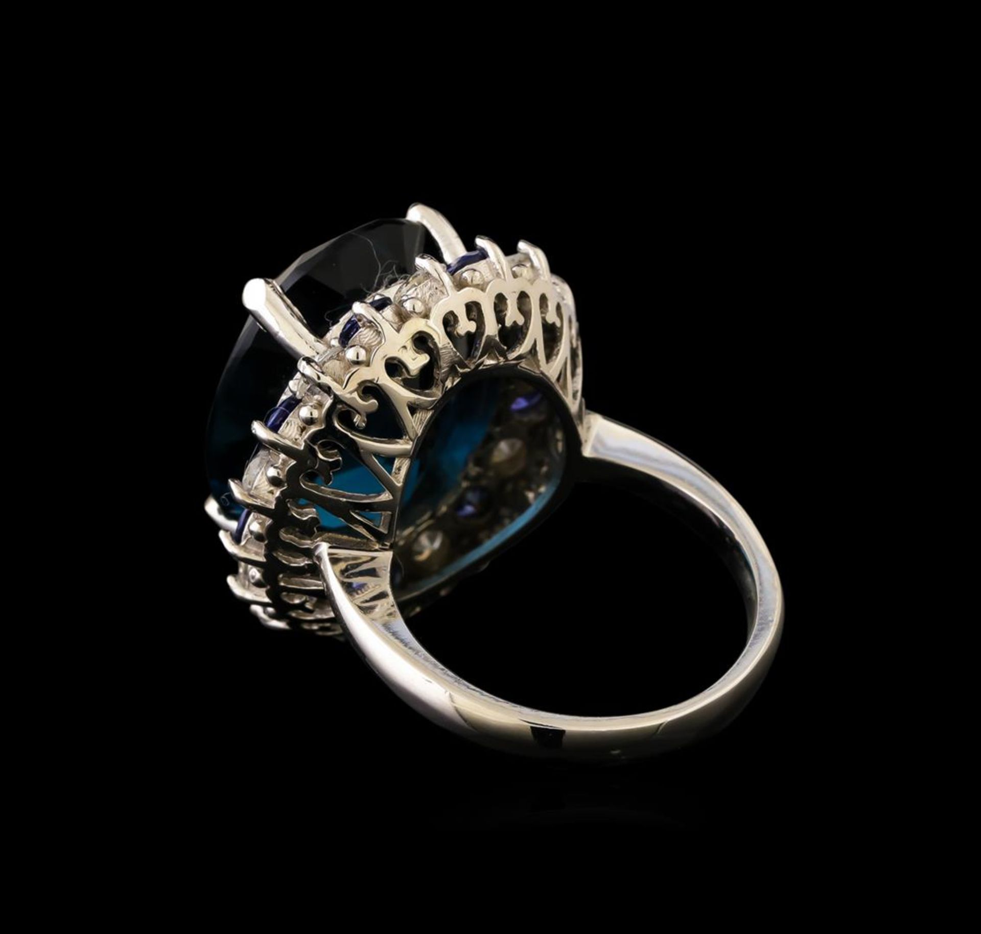 14KT White Gold 20.82 ctw Topaz, Sapphire and Diamond Ring - Image 3 of 5