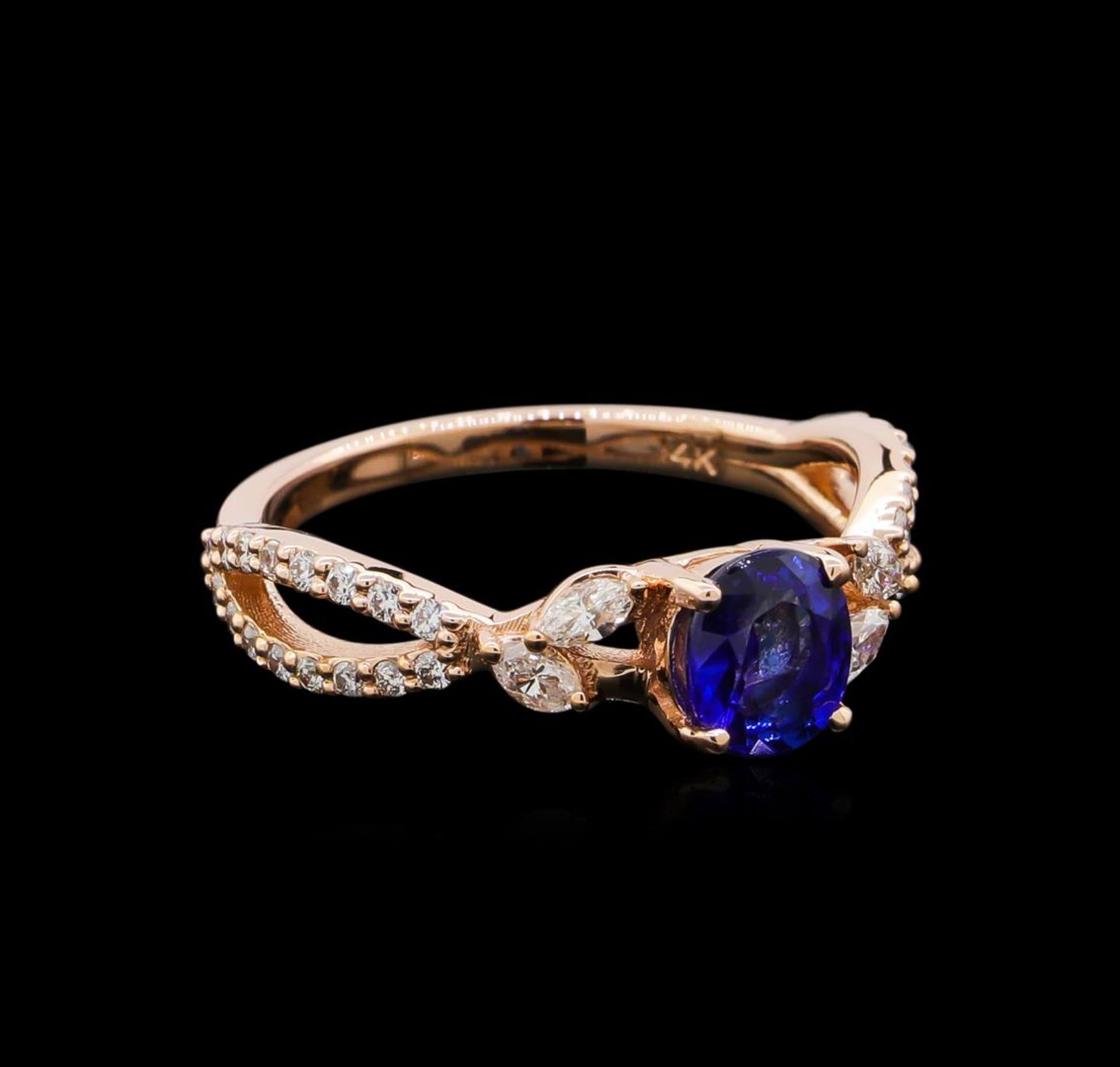 0.71 ctw Sapphire and Diamond Ring - 14KT Rose Gold