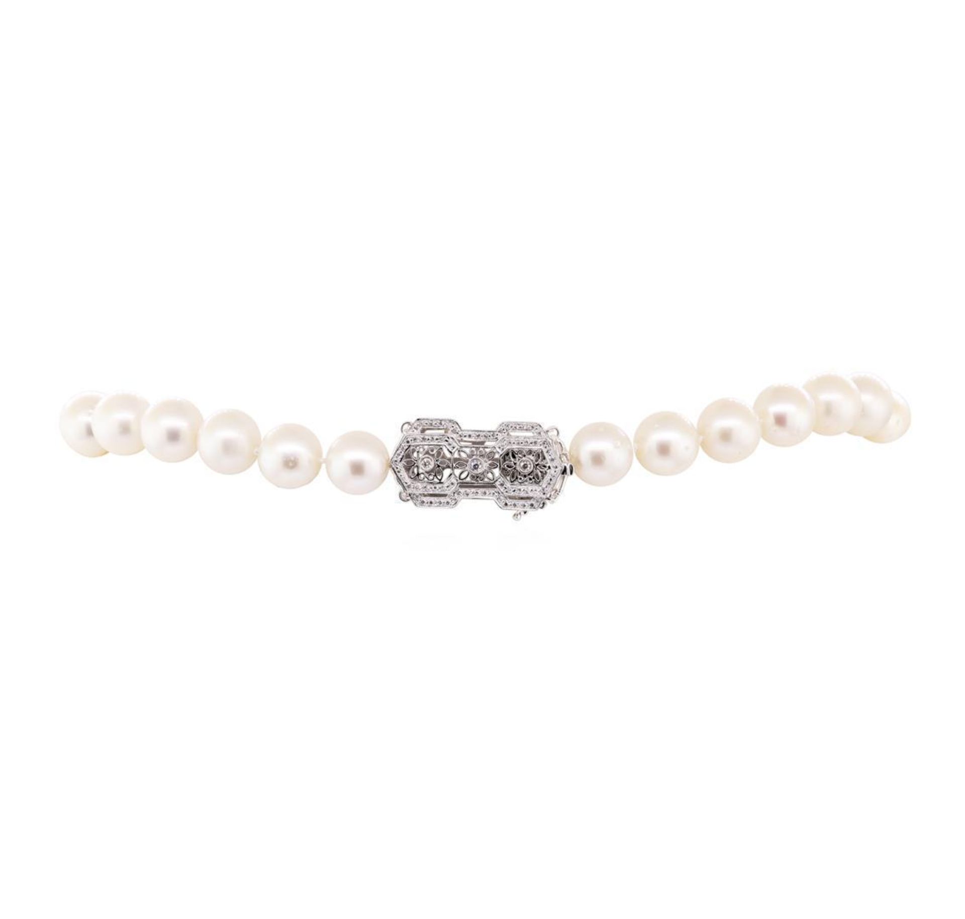 0.71 ctw Diamond and South Sea Pearl Necklace - 14KT White Gold - Image 3 of 4