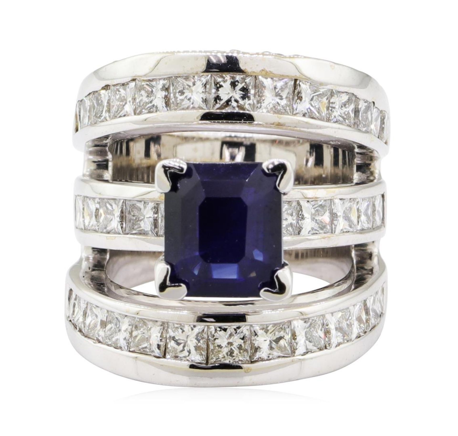 7.40 ctw Sapphire and Diamond Ring - 18KT White Gold - Image 2 of 5