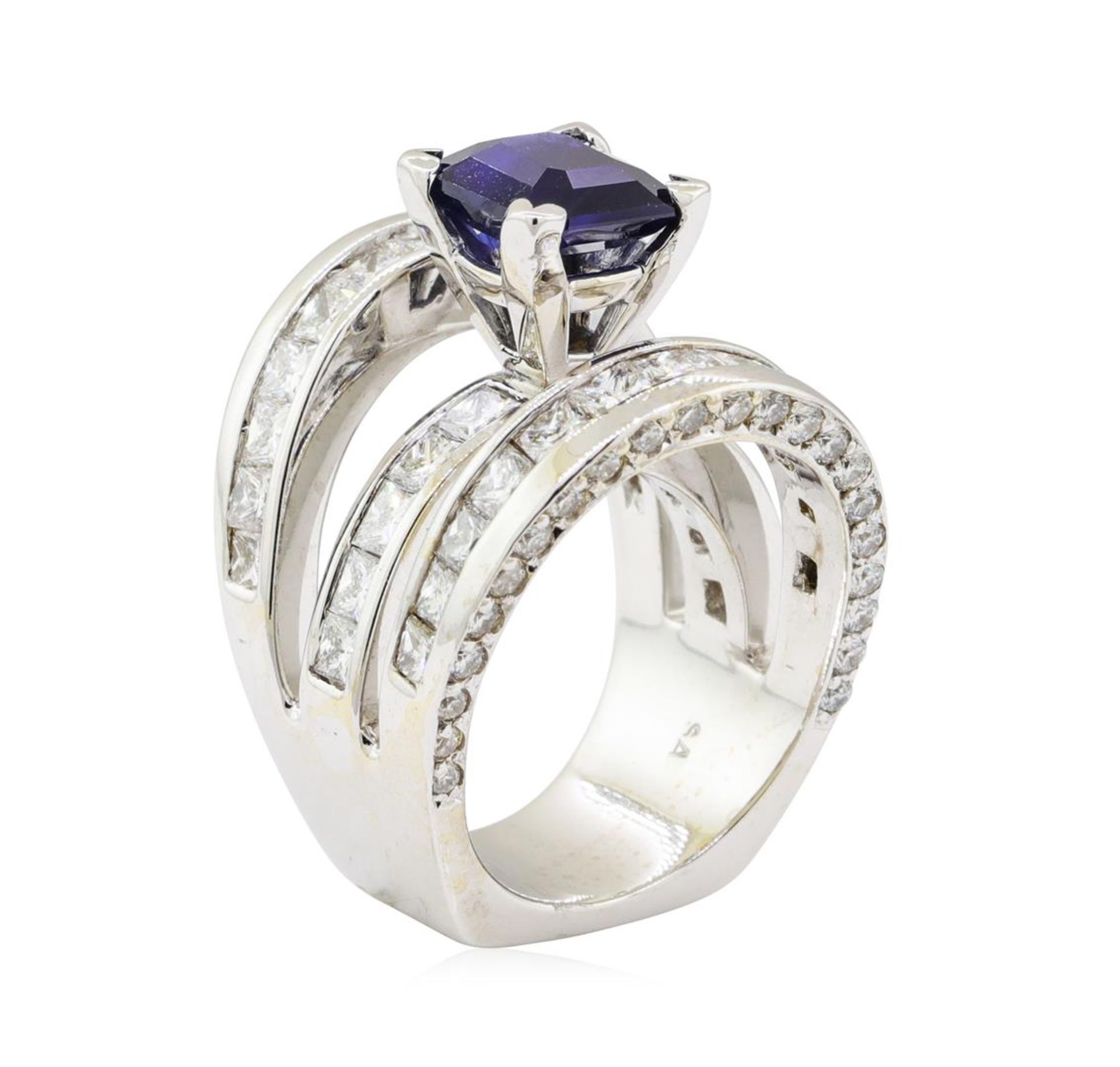 7.40 ctw Sapphire and Diamond Ring - 18KT White Gold - Image 4 of 5