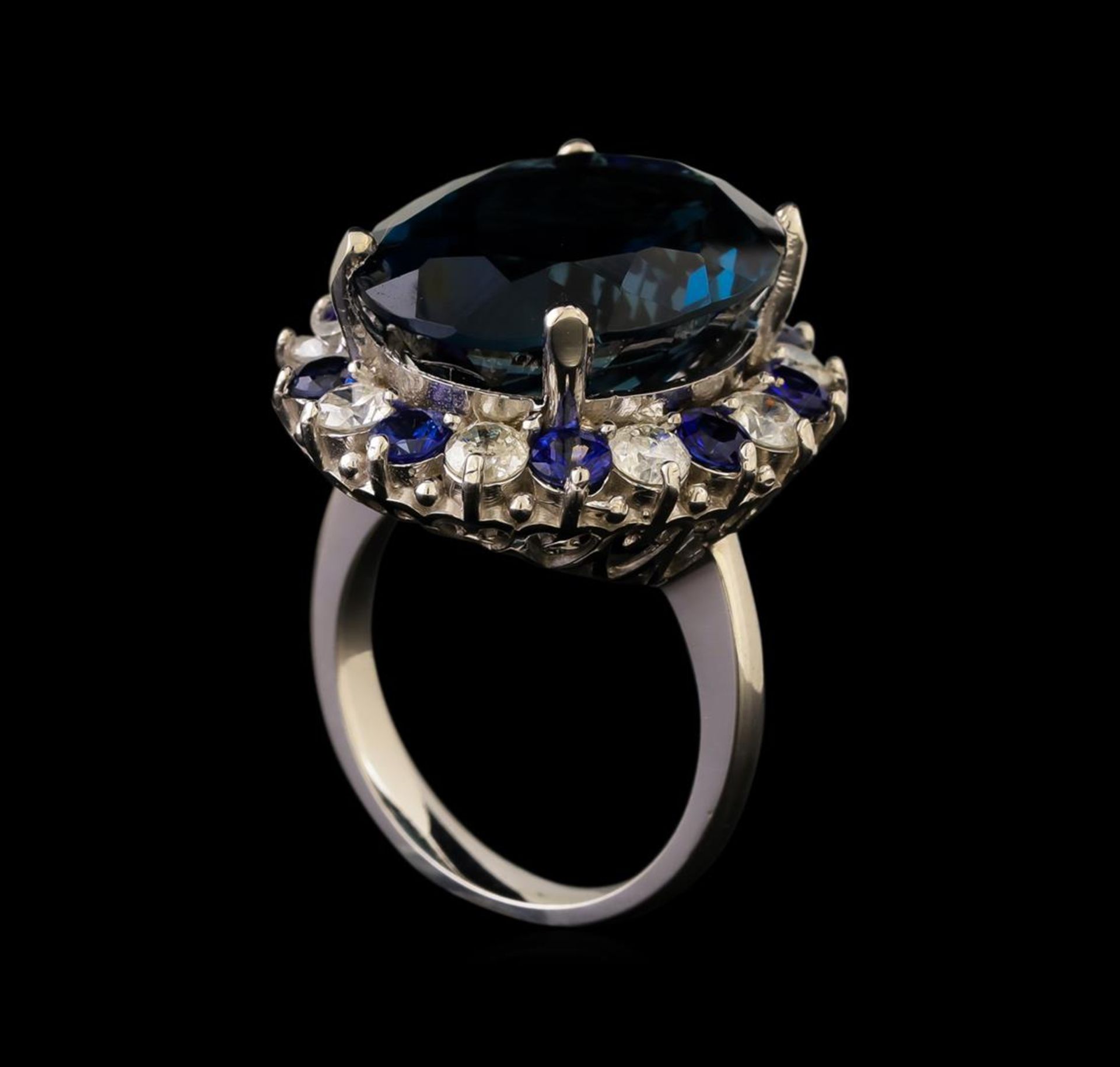 14KT White Gold 20.82 ctw Topaz, Sapphire and Diamond Ring - Image 4 of 5