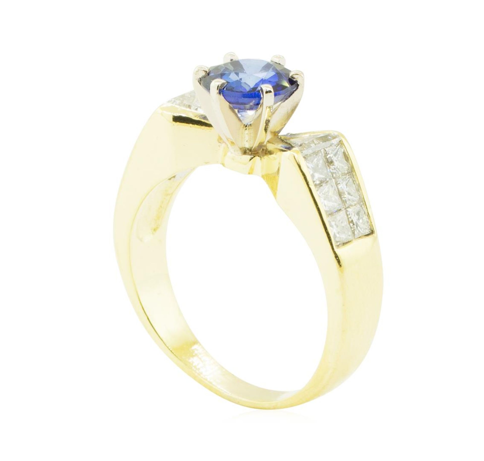 2.20 ctw Blue Sapphire and Diamond Ring - 18KT Yellow Gold - Image 4 of 4