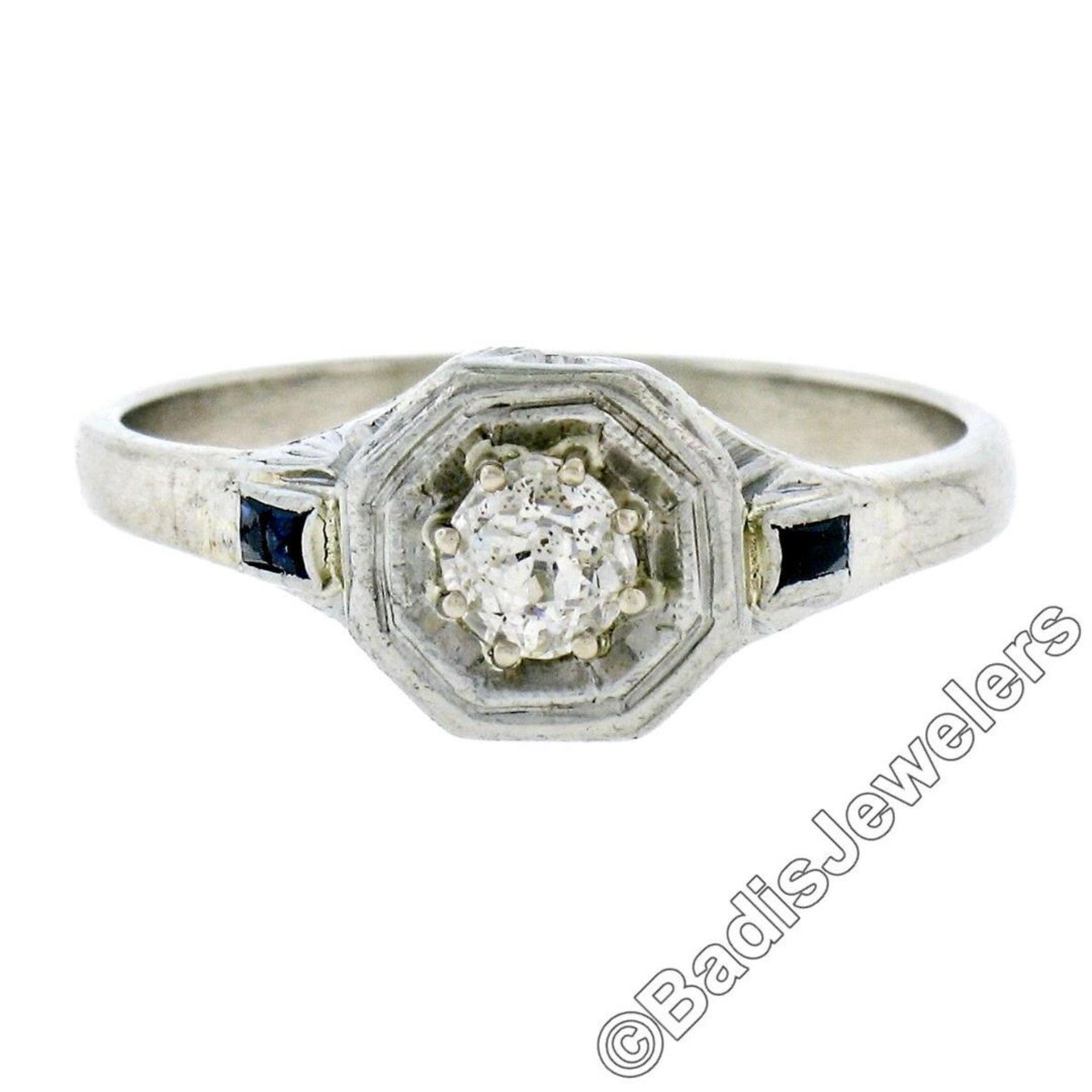 Art Deco 14kt White Gold 0.28ct Diamond Solitaire Engagement Ring