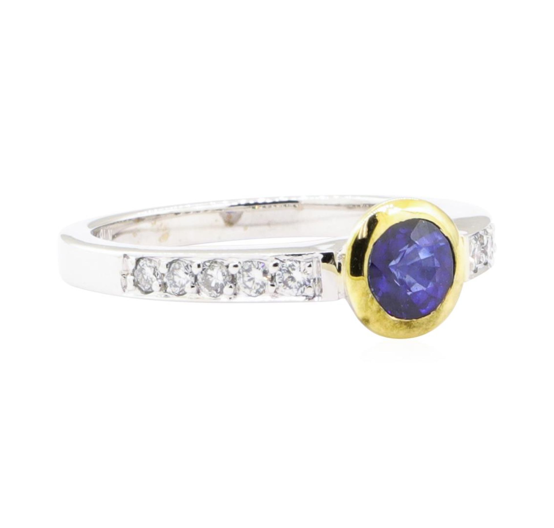 0.95ctw Sapphire and Diamond Ring - 18KT White and Yellow Gold