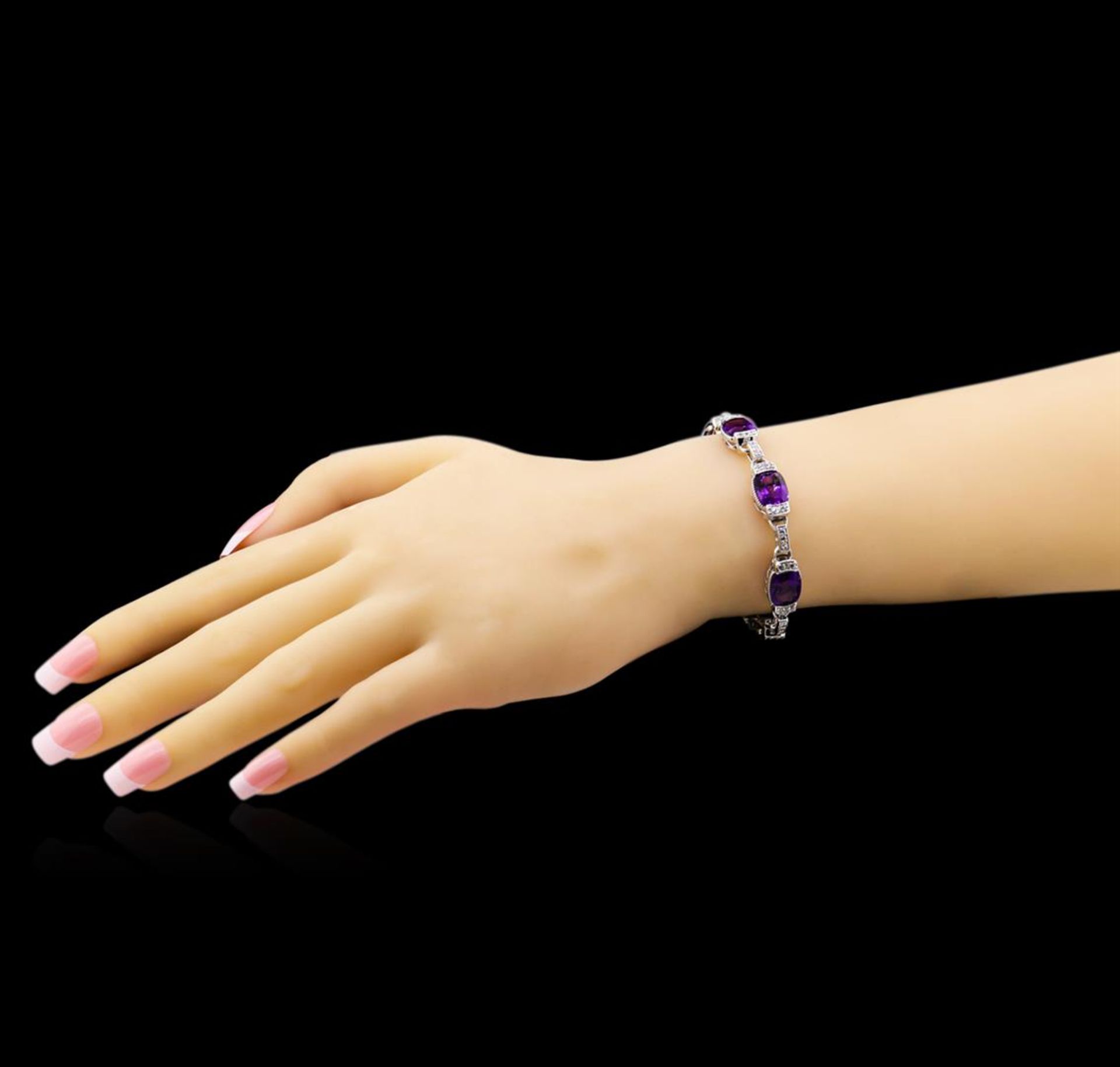 Crayola 20.00 ctw Amethyst and White Sapphire Bracelet - .925 Silver - Image 3 of 3