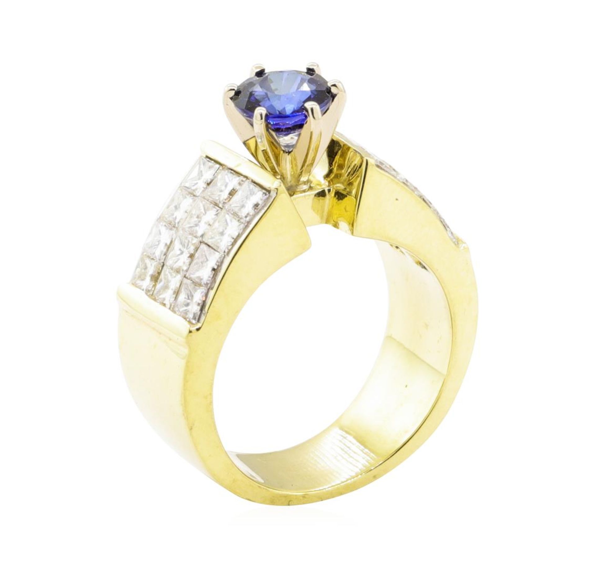 3.18 ctw Blue Sapphire And Diamond Ring - 18KT Yellow Gold - Image 4 of 5
