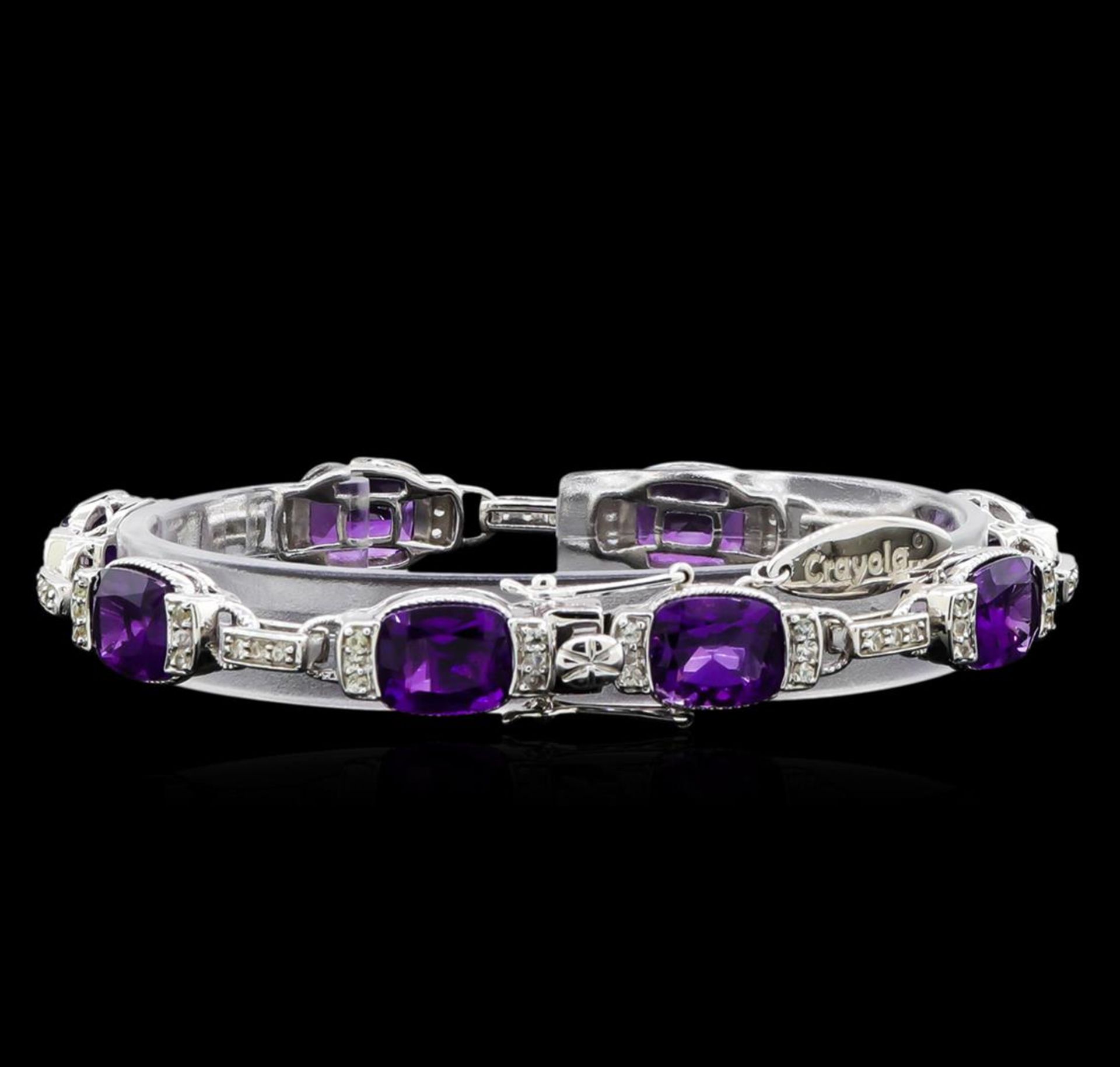 Crayola 20.00 ctw Amethyst and White Sapphire Bracelet - .925 Silver - Image 2 of 3
