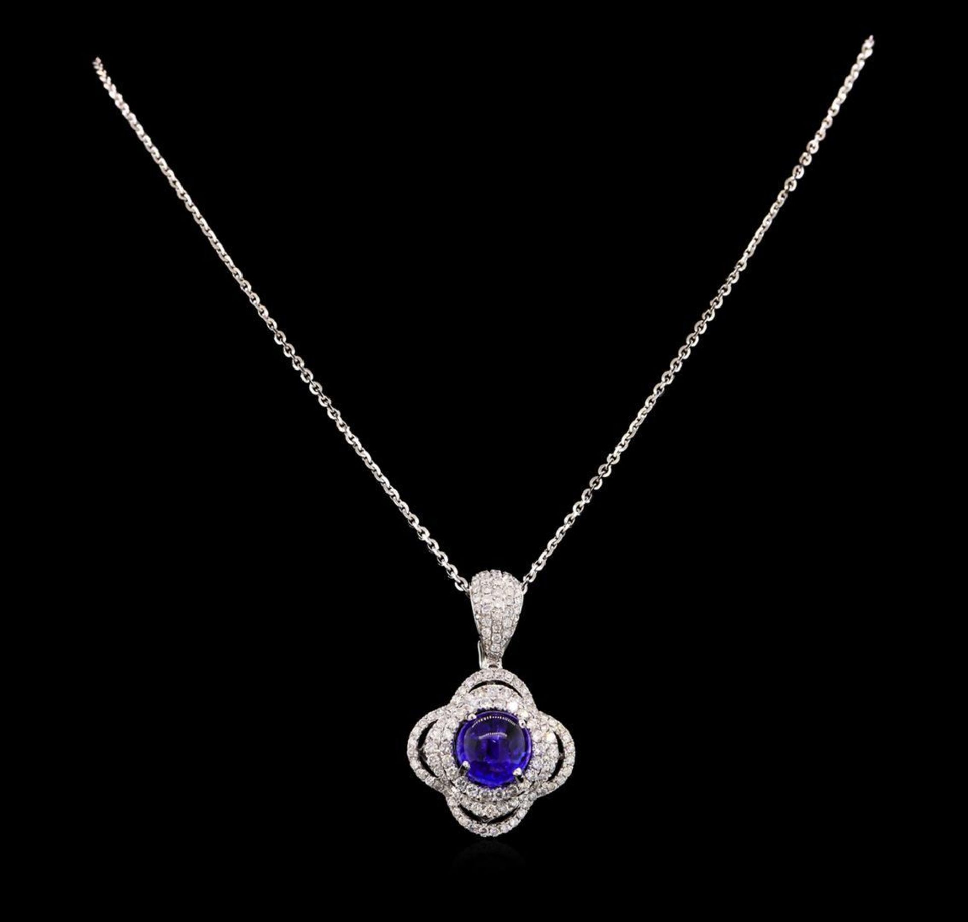 14KT White Gold 4.18 ctw Tanzanite and Diamond Pendant With Chain - Image 2 of 3