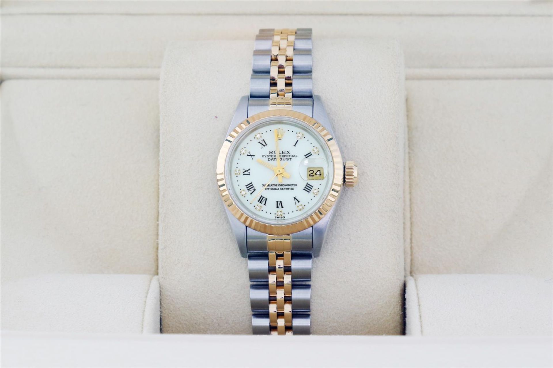 Rolex Datejust 26 Original Rare White Roman Diamond Box & Papers Complete Set - Image 3 of 9