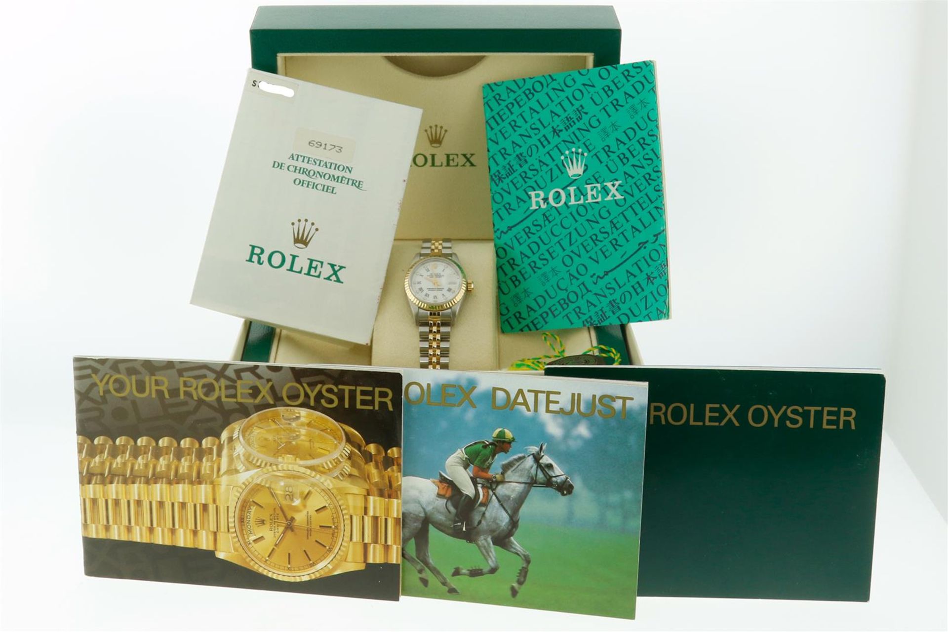 Rolex Datejust 26 Original Rare White Roman Diamond Box & Papers Complete Set