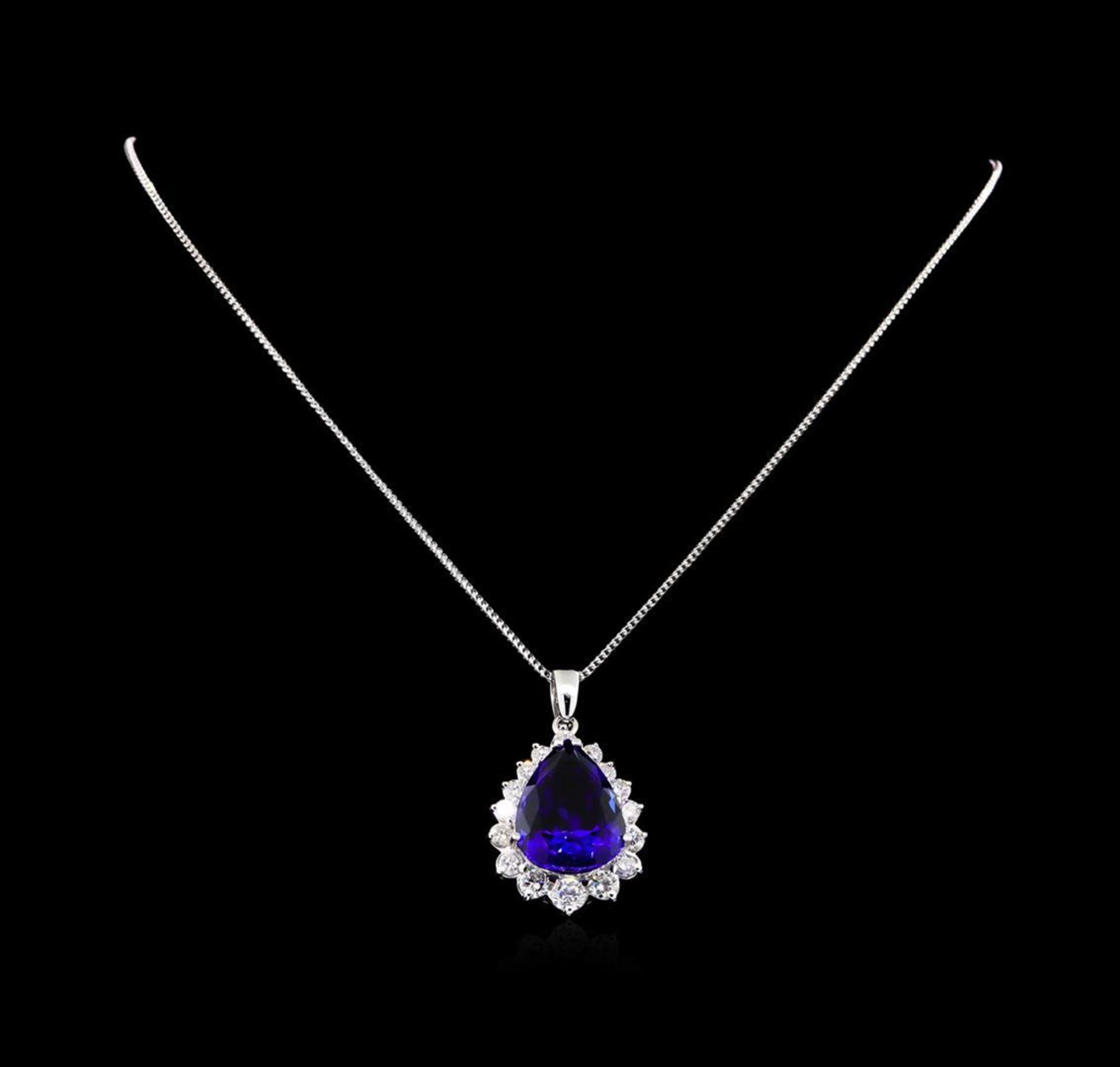 14KT White Gold GIA Certified 23.12 ctw Tanzanite and Diamond Pendant With Chain - Image 2 of 5