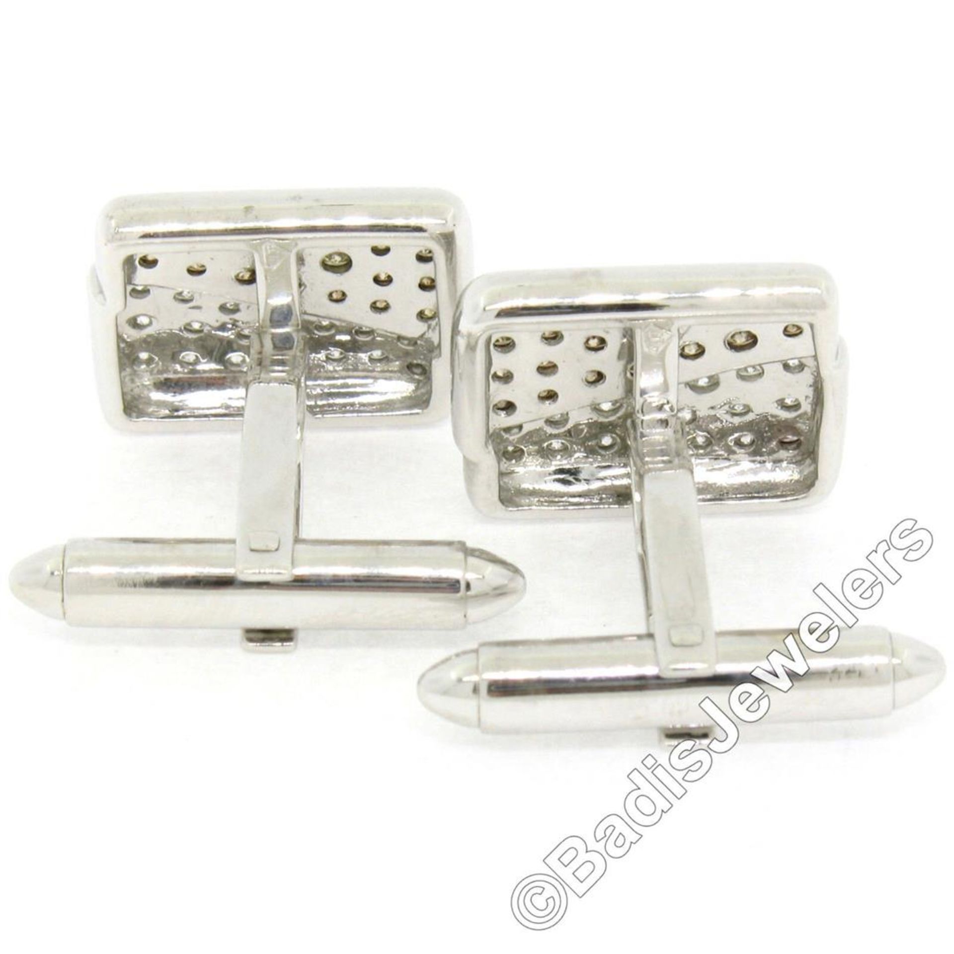 18kt White Gold 1.45ctw Pave Set Round White & Champagne Diamond Rectangular Cuf - Image 5 of 7