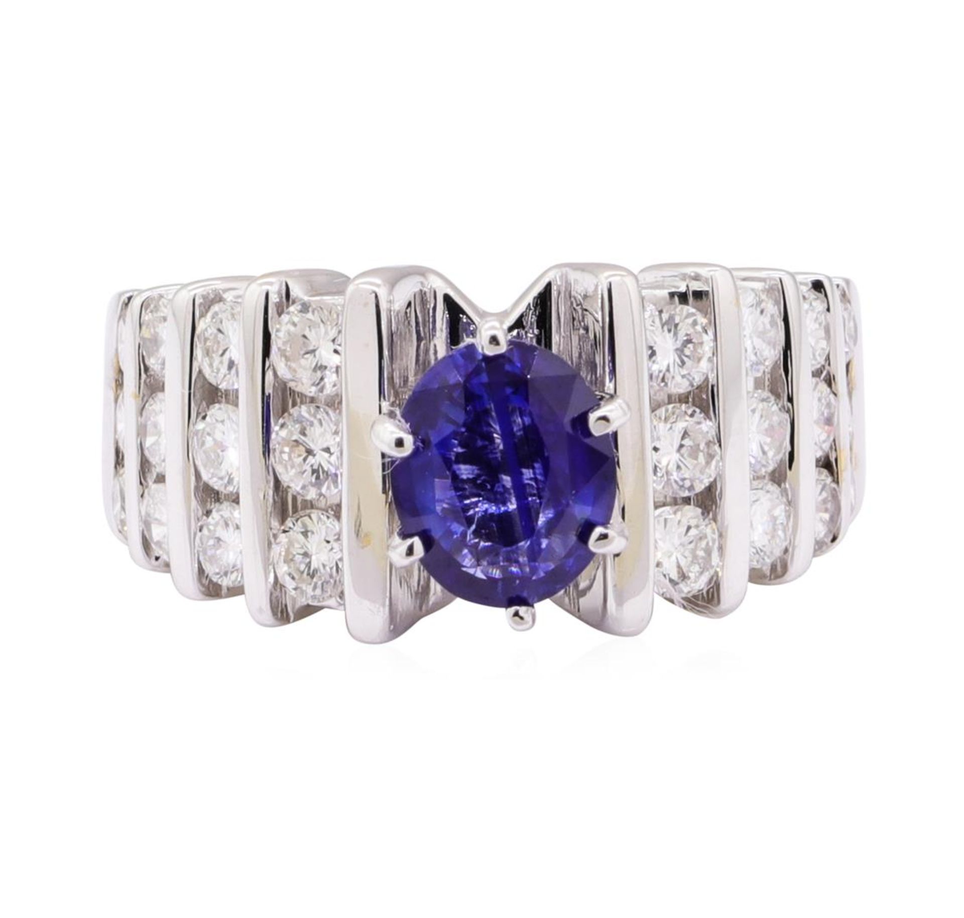2.56 ctw Blue Sapphire And Diamond Ring - 14KT White Gold - Image 2 of 5