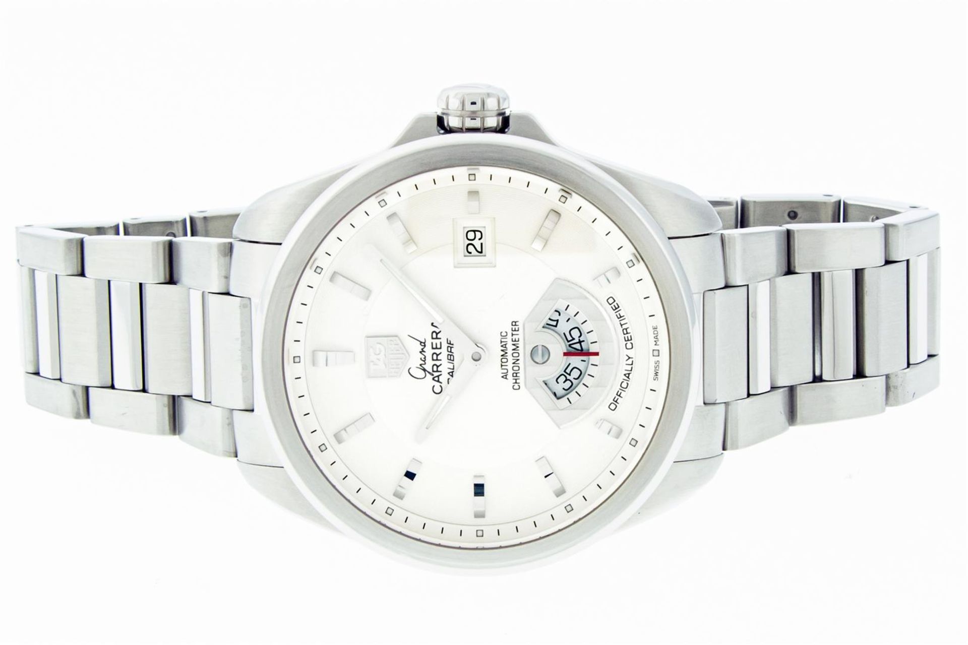 TAG Heuer Mens Stainless Steel Silver Dial Grand Carrera 40mm Wristwatch Polishe - Image 8 of 9