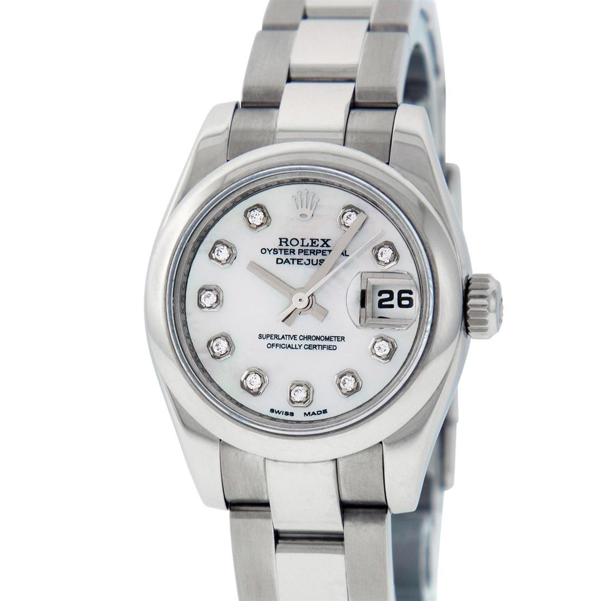 Rolex Ladies Stainless Steel Mother Of Pearl Diamond Quickset Datejust Wristwatc - Image 3 of 9