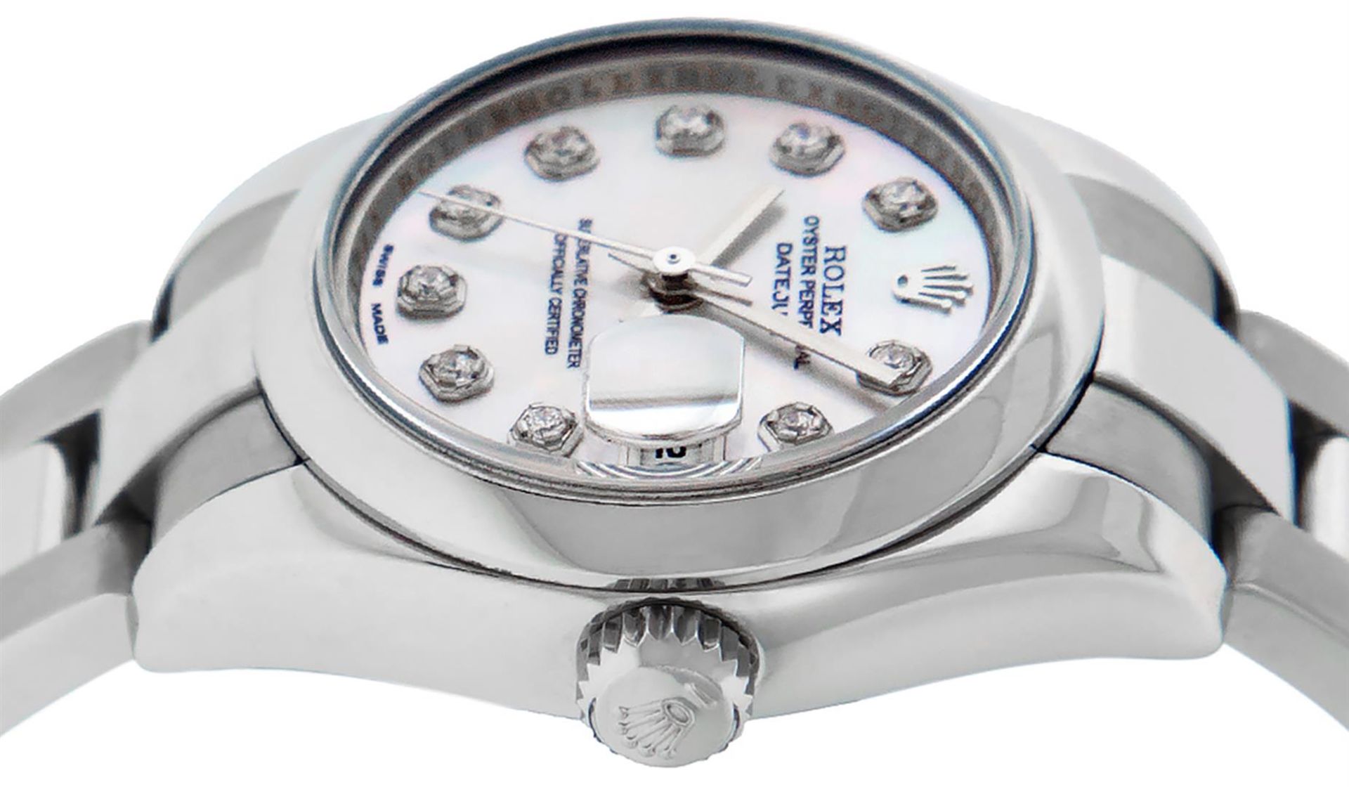 Rolex Ladies Stainless Steel Mother Of Pearl Diamond Quickset Datejust Wristwatc - Image 2 of 9