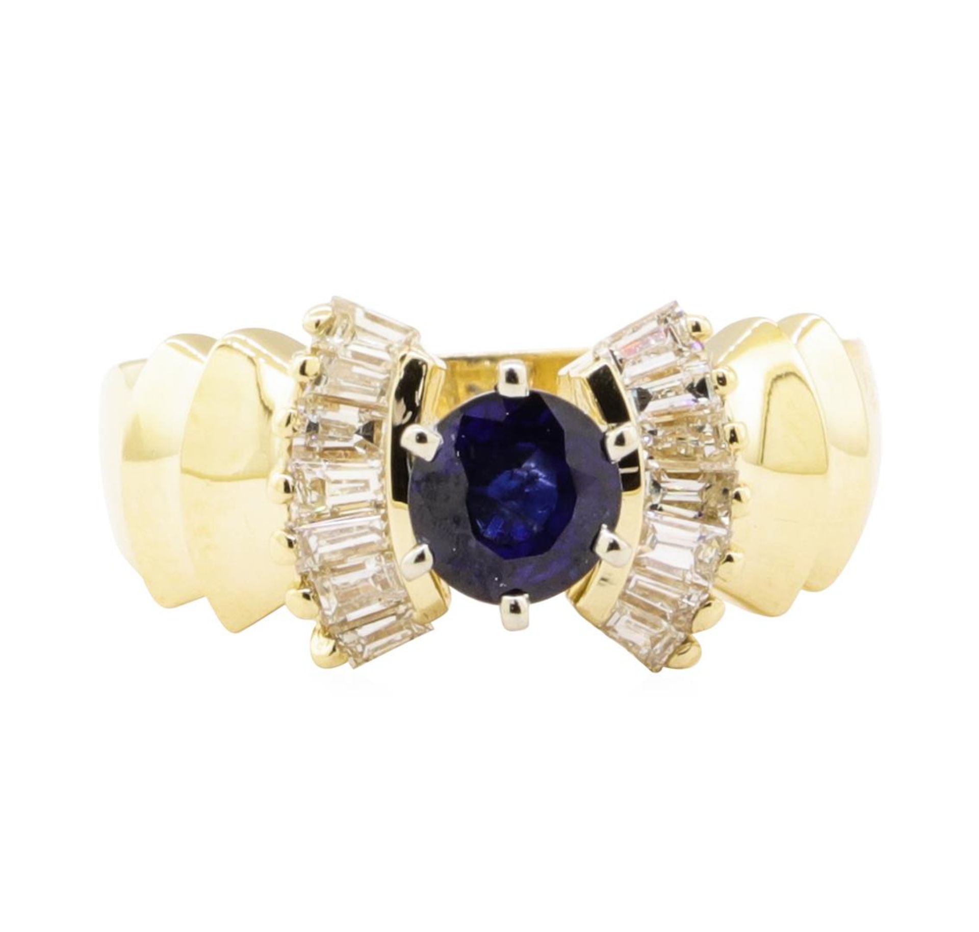 1.47 ctw Blue Sapphire And Diamond Ring - 14KT Yellow Gold - Image 2 of 5