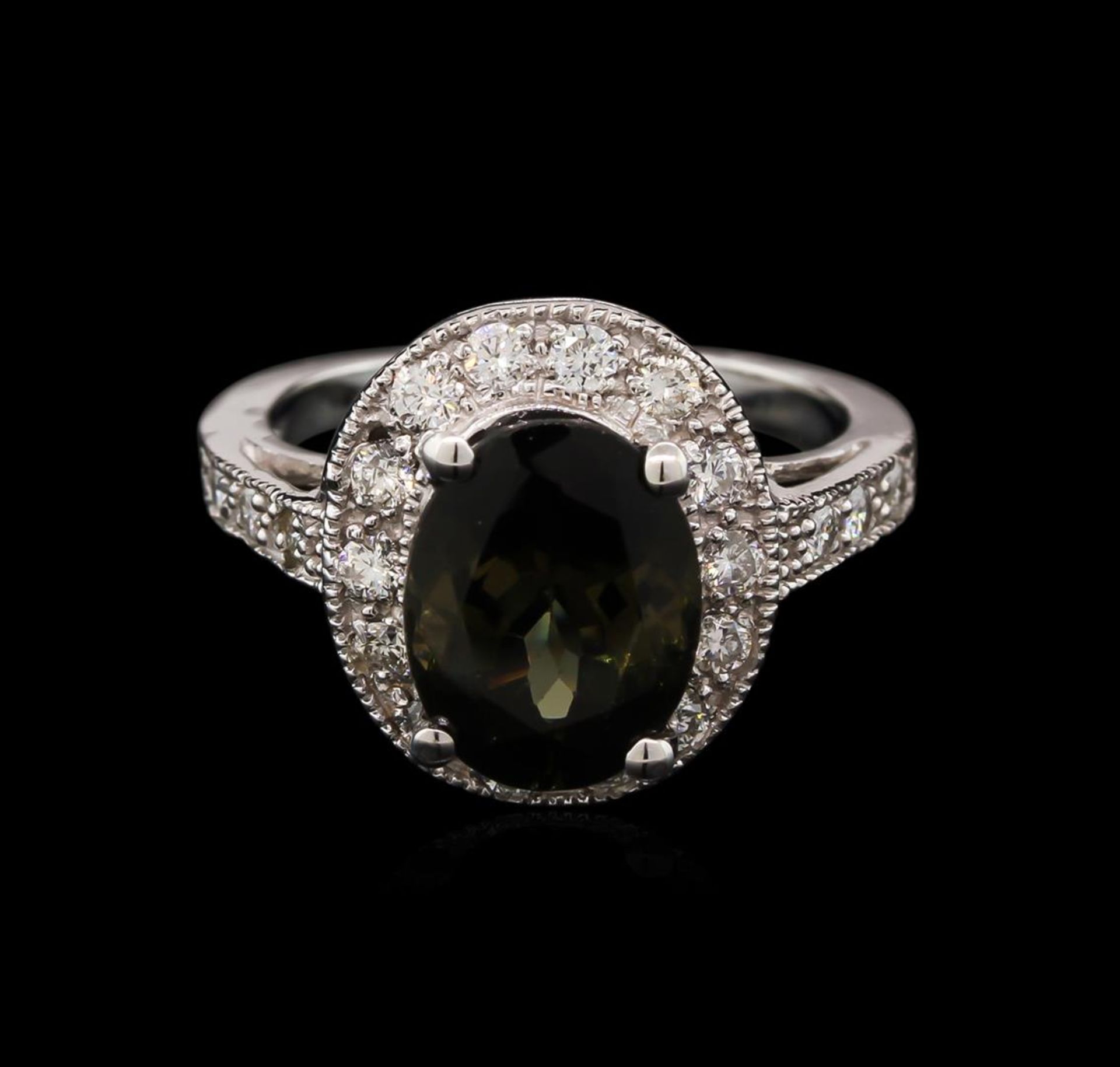 4.03 ctw Tourmaline and Diamond Ring - 14KT White Gold