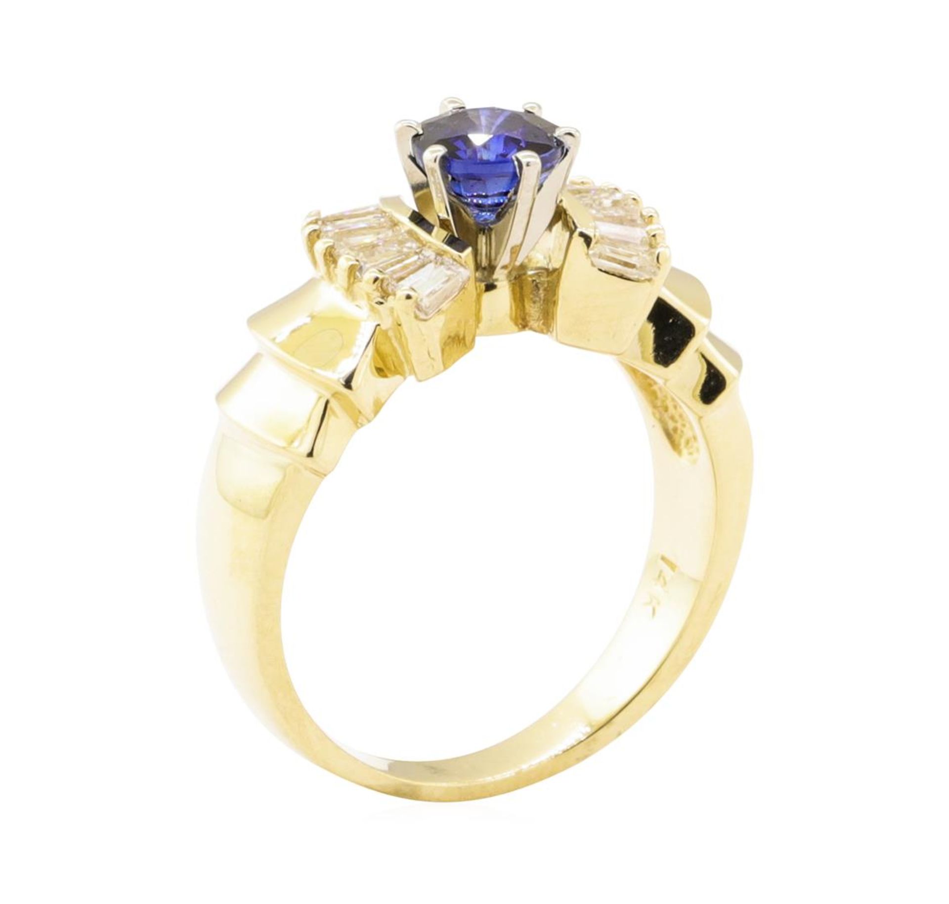 1.47 ctw Blue Sapphire And Diamond Ring - 14KT Yellow Gold - Image 4 of 5