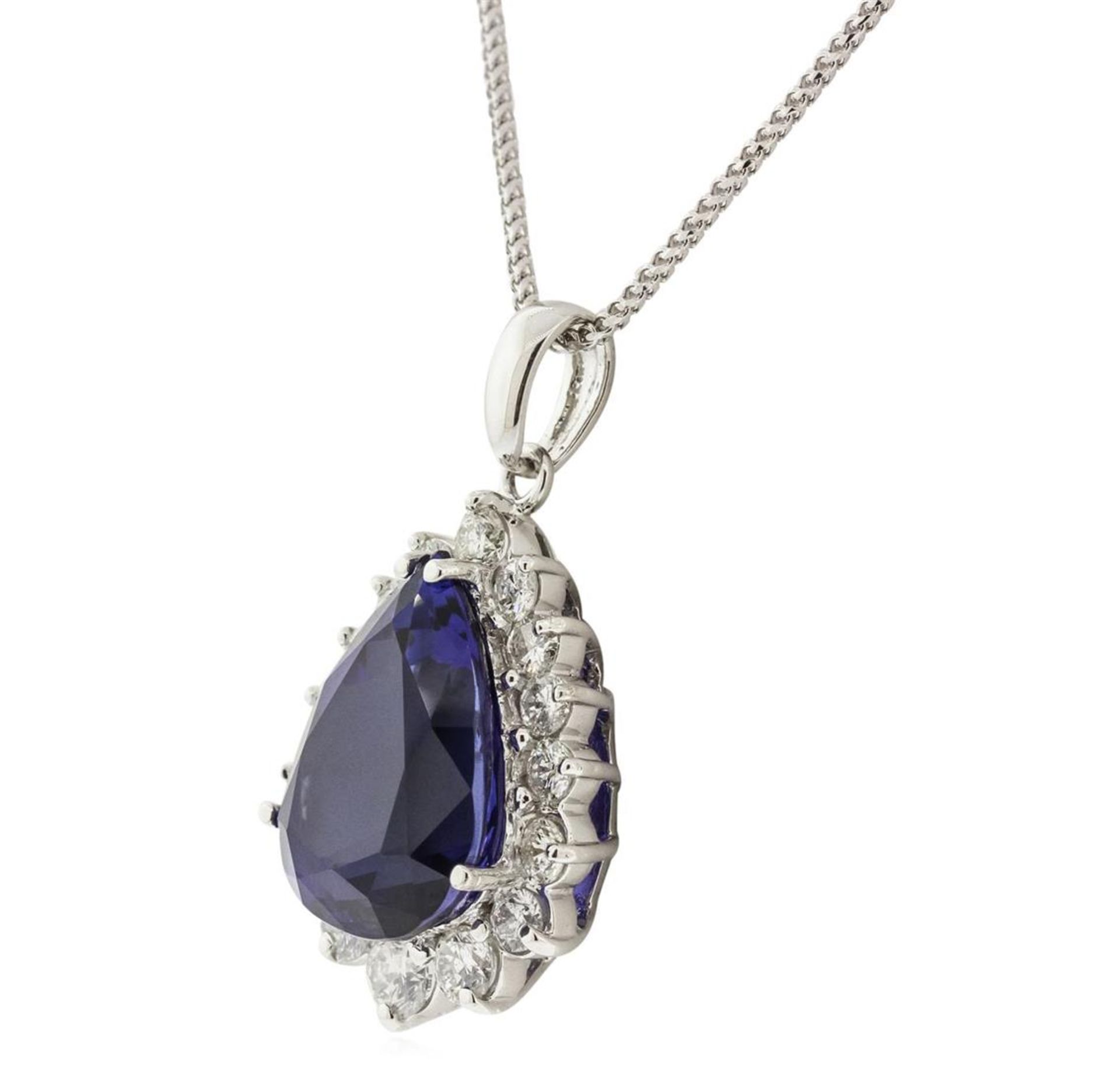 14KT White Gold GIA Certified 23.12 ctw Tanzanite and Diamond Pendant With Chain - Image 3 of 5