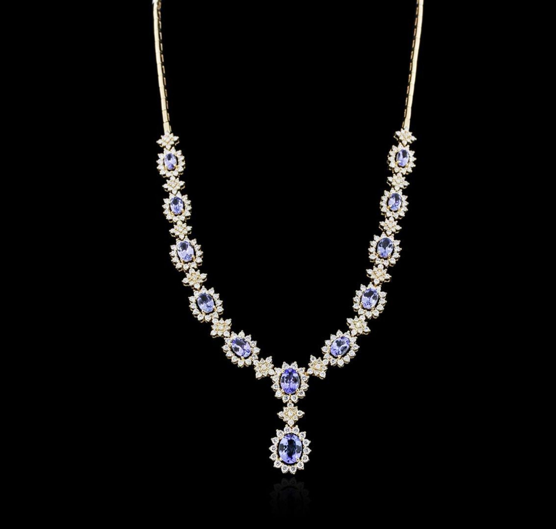 14KT Yellow Gold 10.54 ctw Tanzanite and Diamond Necklace - Image 2 of 3