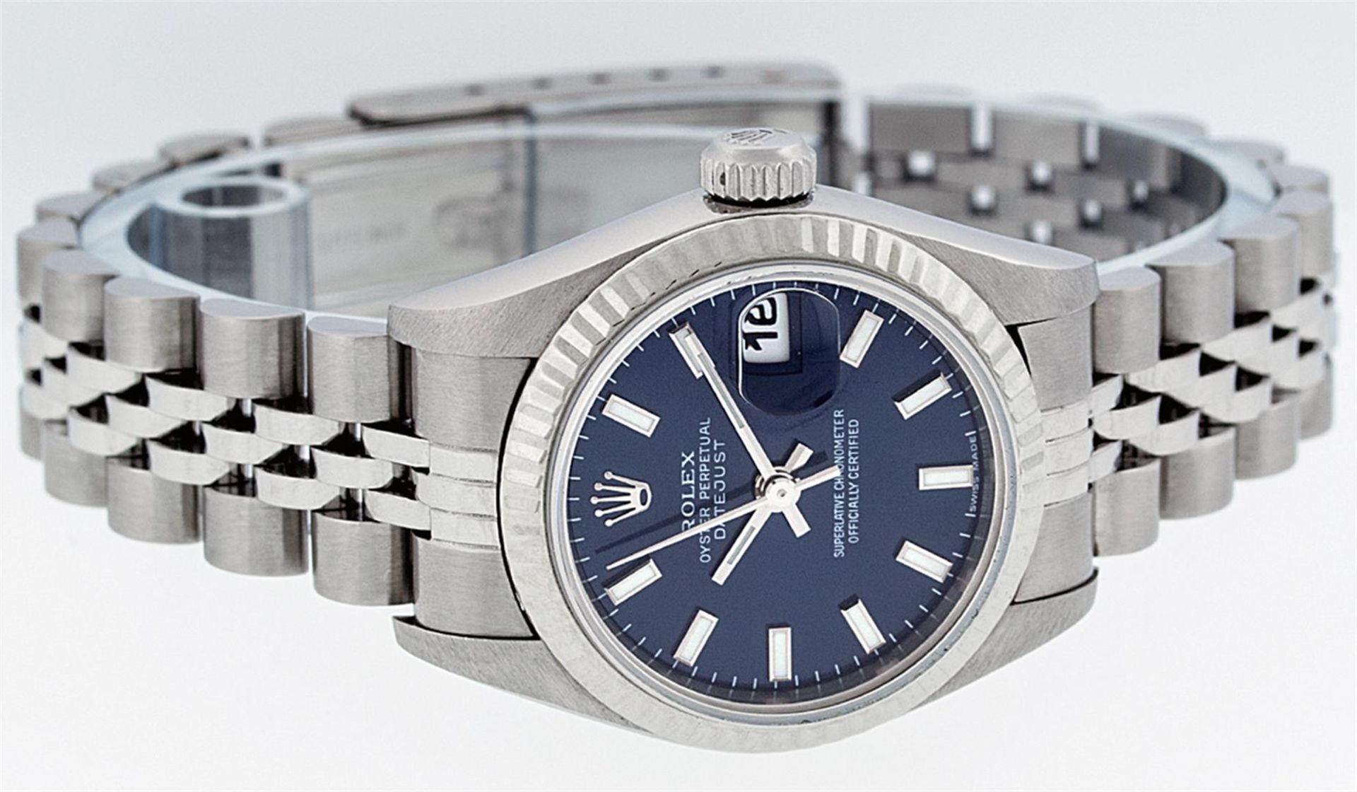 Rolex Ladies Stainless Steel Blue Index 26MM Quickset Datejust Wristwatch - Image 3 of 9
