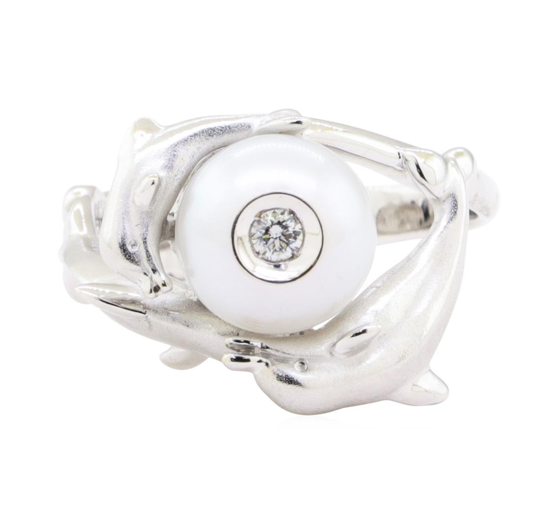 Galatea 0.06ct Diamond and Pearl Ring - 14KT White Gold - Image 2 of 4